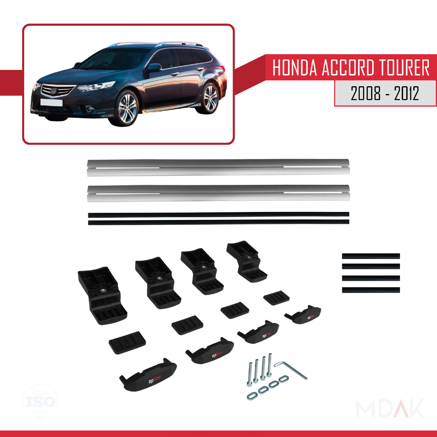 Honda Accord Tourer 2008-2012 Arası ile Uyumlu BASIC Model Ara Atkı Tavan Barı Gri 2 Adet - Görsel 6