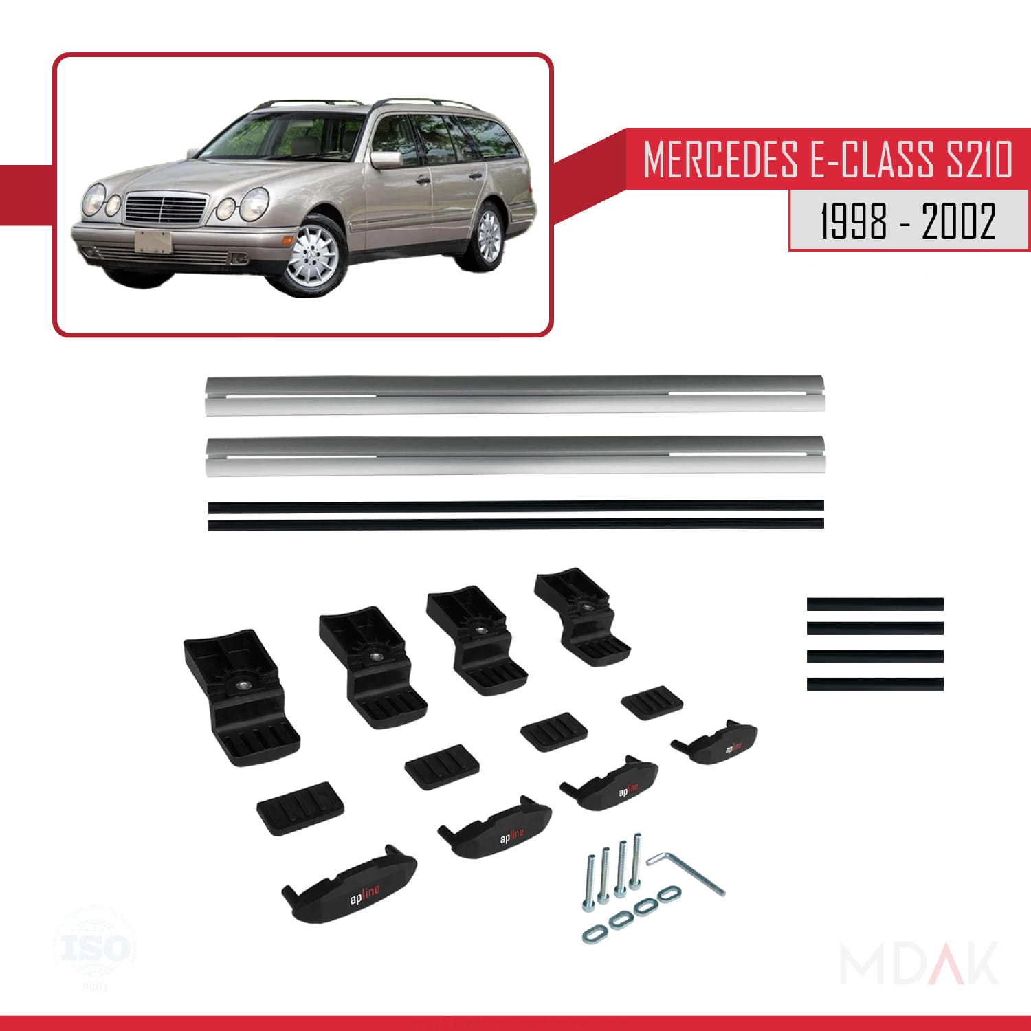 Mercedes E Class S210 Wagon 1998-2002 Arası ile Uyumlu BASIC Model Ara Atkı Tavan Barı Gri 2 Adet - Görsel 6