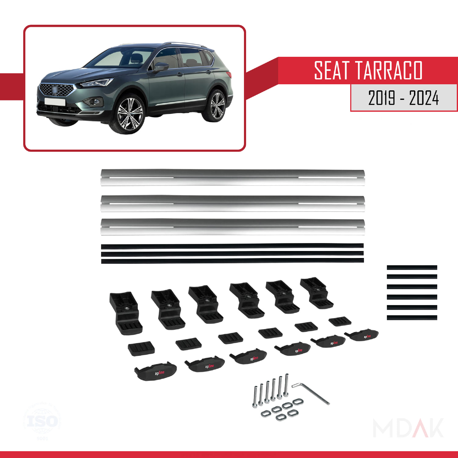 Seat Tarraco 2019-2024 Arası ile Uyumlu BASIC Model Ara Atkı Tavan Barı Gri 3 Adet - Görsel 6