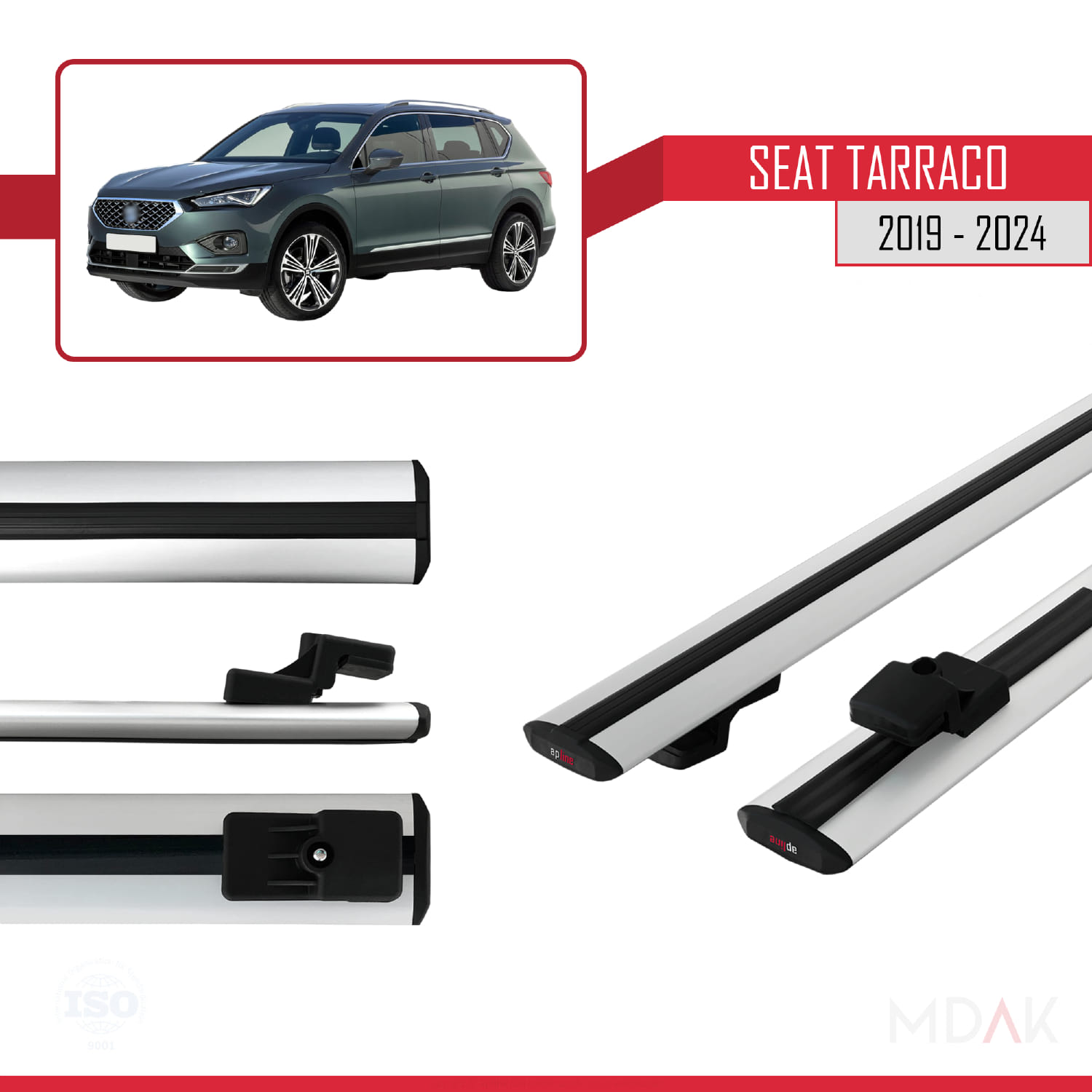 Seat Tarraco 2019-2024 Arası ile Uyumlu BASIC Model Ara Atkı Tavan Barı Gri 2 Adet - Görsel 3