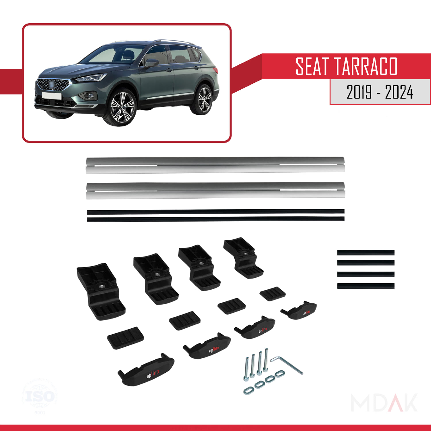 Seat Tarraco 2019-2024 Arası ile Uyumlu BASIC Model Ara Atkı Tavan Barı Gri 2 Adet - Görsel 6