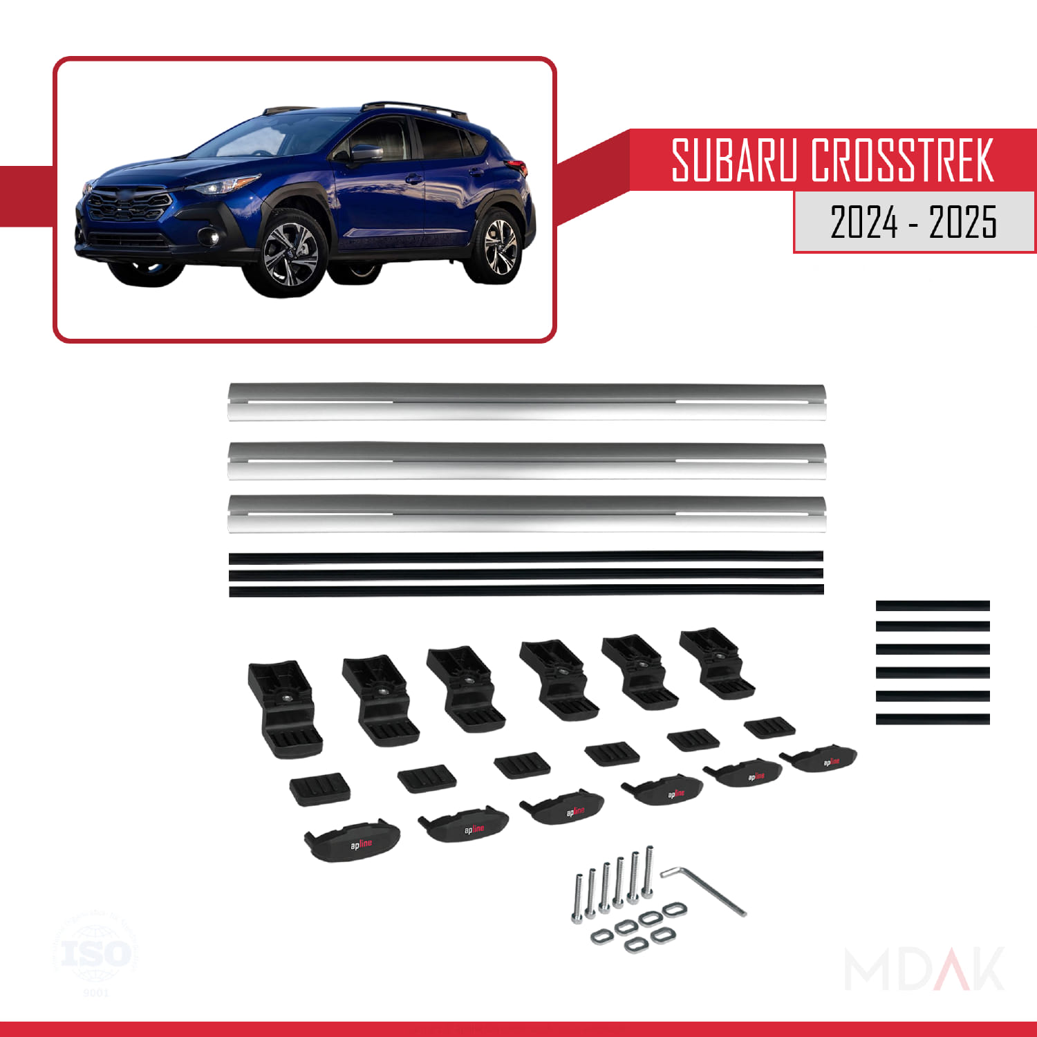 Subaru Crosstrek 2024 ve Sonrası ile Uyumlu BASIC Model Ara Atkı Tavan Barı Gri 3 Adet - Görsel 6