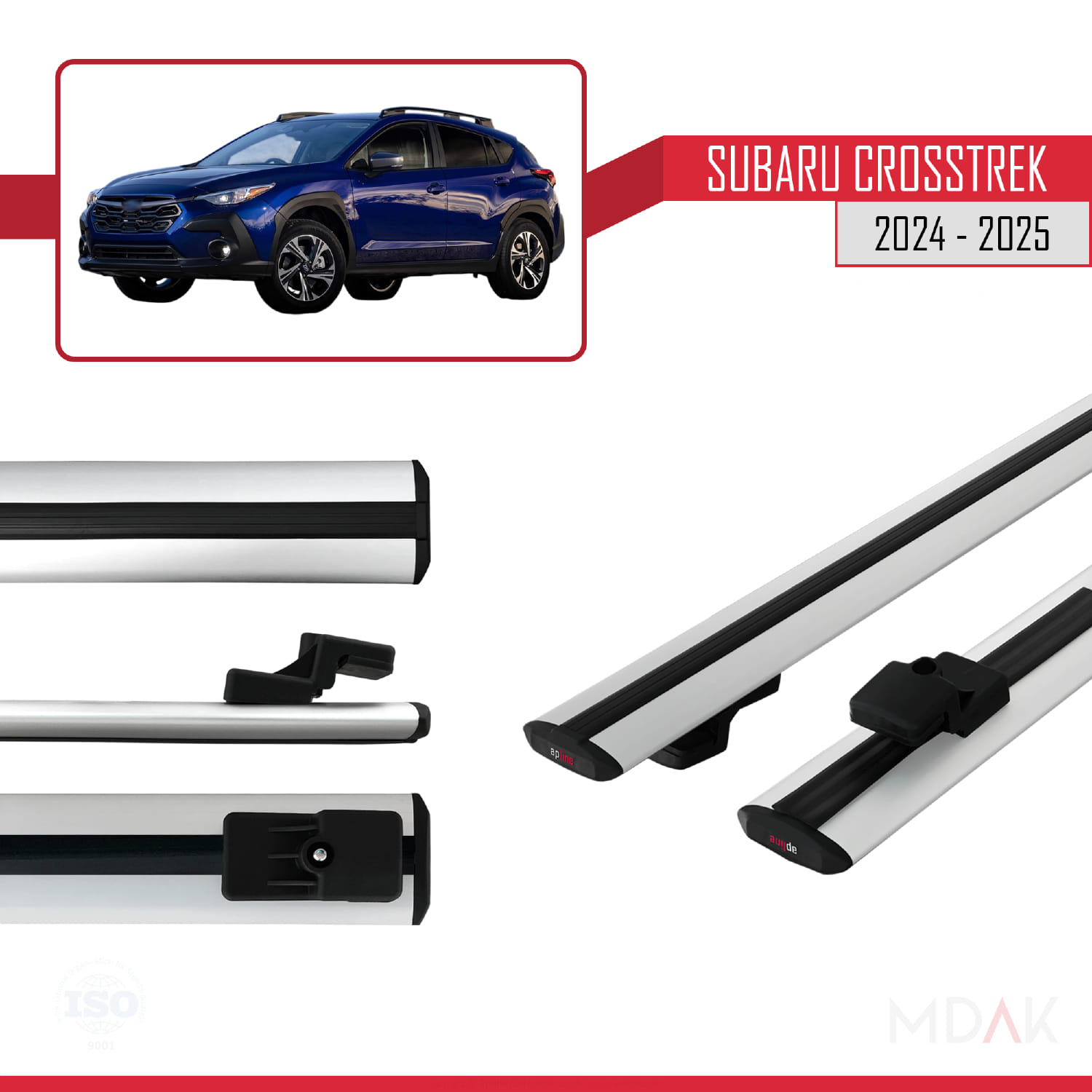Subaru Crosstrek 2024 ve Sonrası ile Uyumlu BASIC Model Ara Atkı Tavan Barı Gri 2 Adet - Görsel 3