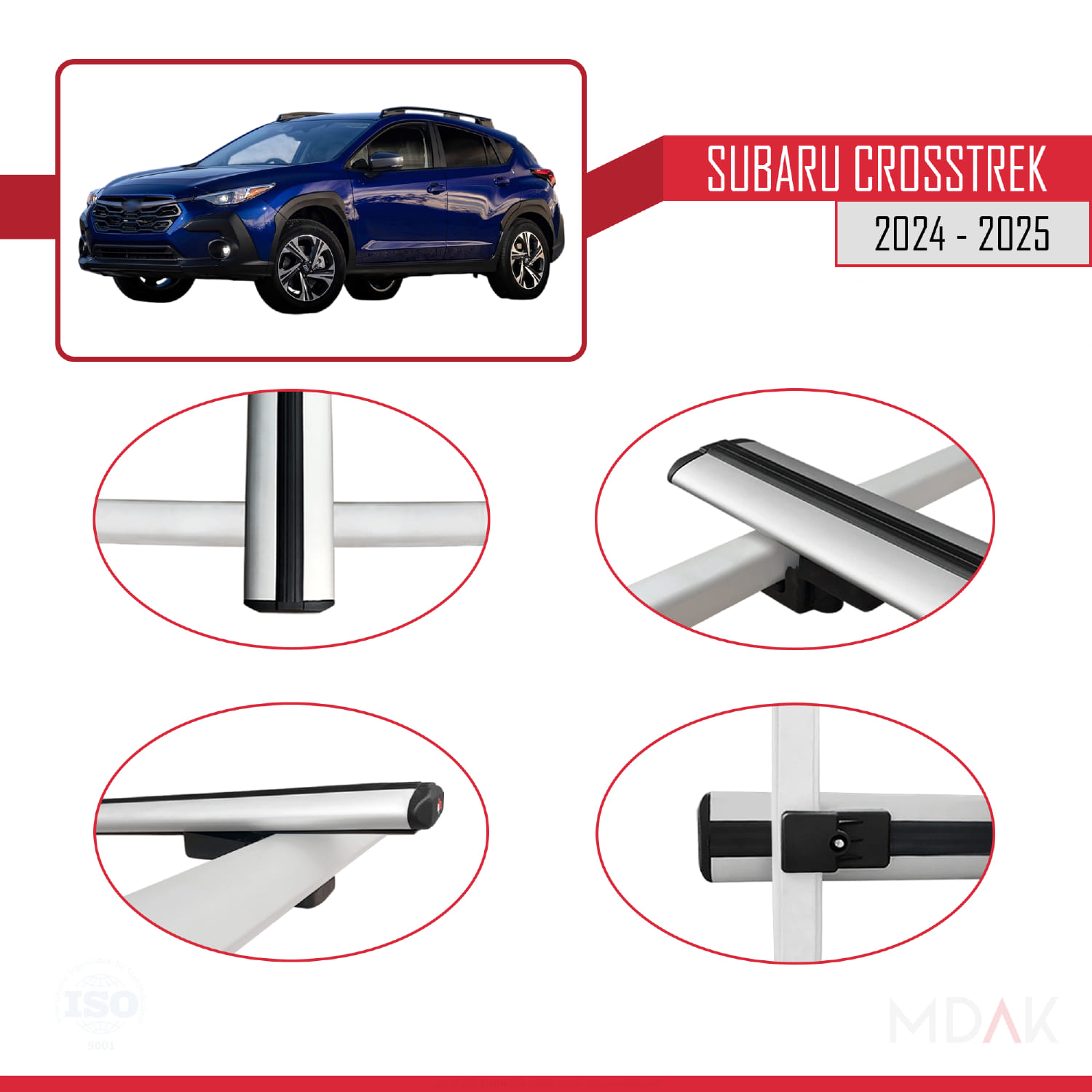 Subaru Crosstrek 2024 ve Sonrası ile Uyumlu BASIC Model Ara Atkı Tavan Barı Gri 2 Adet - Görsel 4