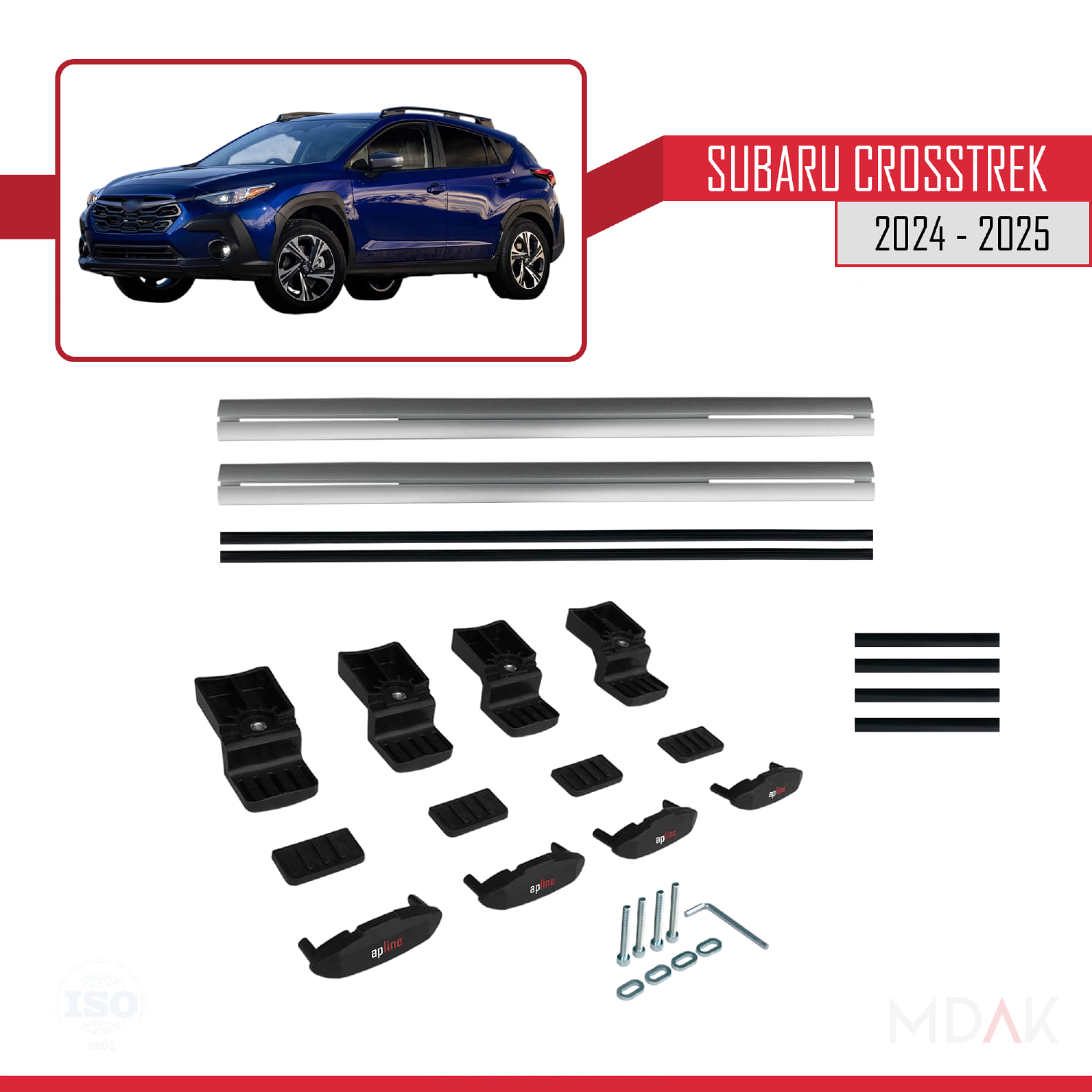 Subaru Crosstrek 2024 ve Sonrası ile Uyumlu BASIC Model Ara Atkı Tavan Barı Gri 2 Adet - Görsel 6