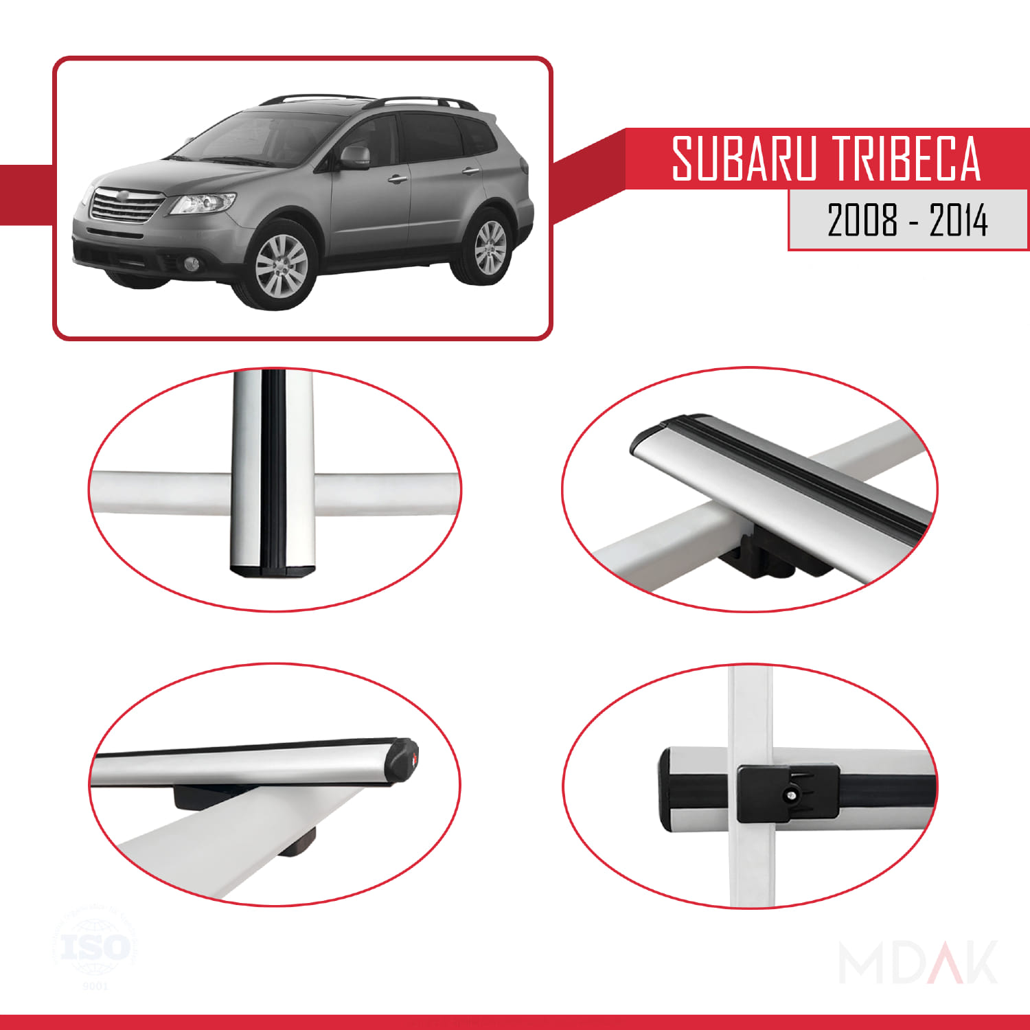 Subaru Tribeca 2008-2014 Arası ile Uyumlu BASIC Model Ara Atkı Tavan Barı Gri 2 Adet - Görsel 4