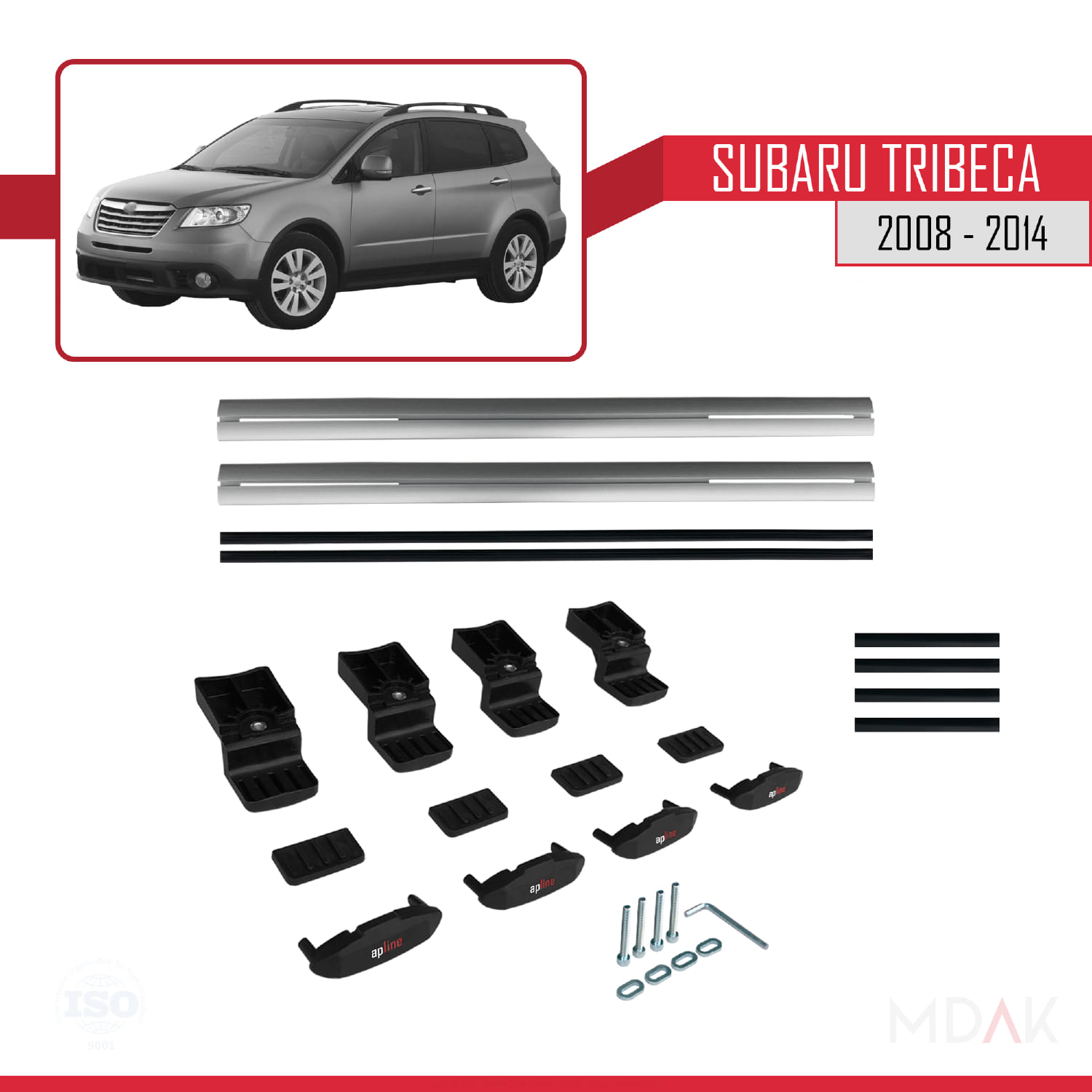 Subaru Tribeca 2008-2014 Arası ile Uyumlu BASIC Model Ara Atkı Tavan Barı Gri 2 Adet - Görsel 6