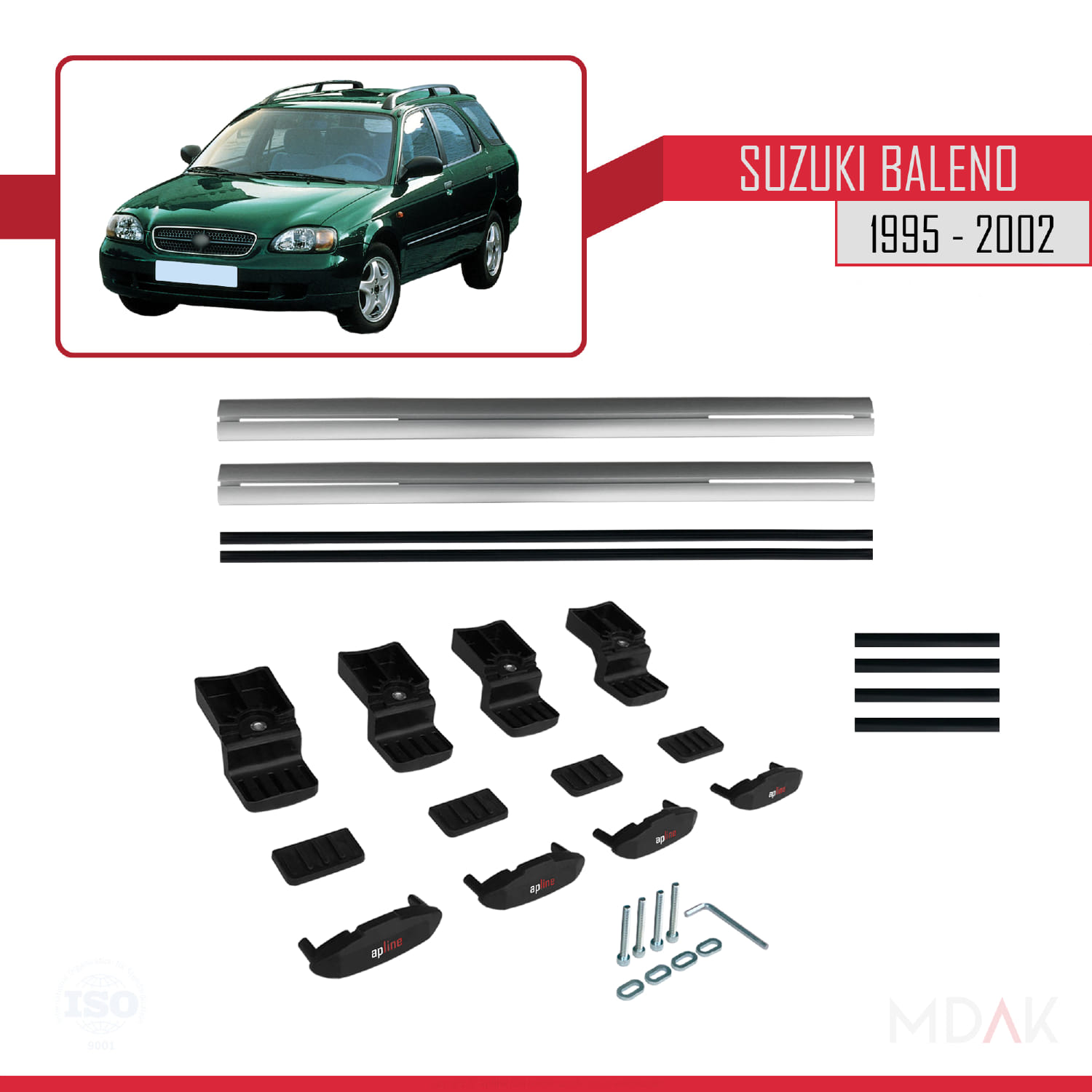 Suzuki Baleno 1995-2002 Arası ile Uyumlu BASIC Model Ara Atkı Tavan Barı Gri 2 Adet - Görsel 6