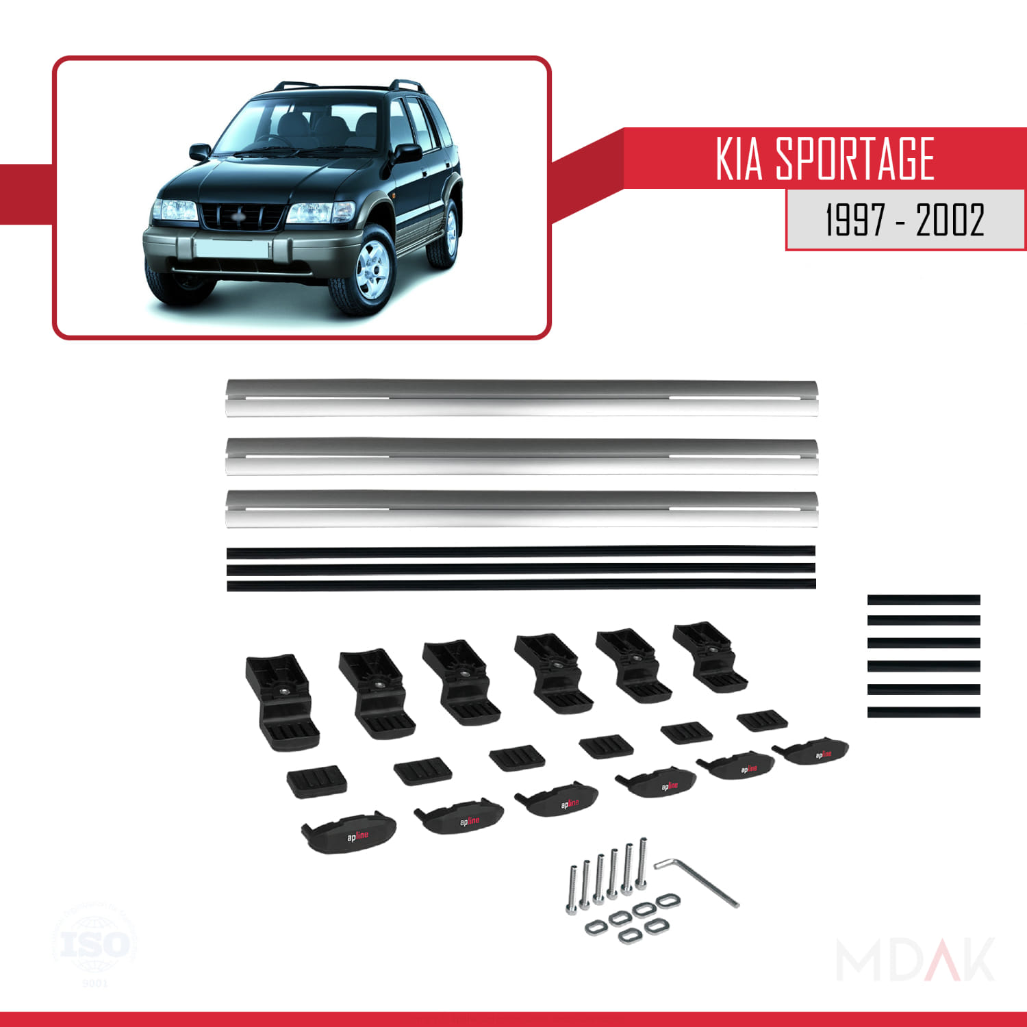 Kia Sportage 1997-2002 Arası ile Uyumlu BASIC Model Ara Atkı Tavan Barı Gri 3 Adet - Görsel 6