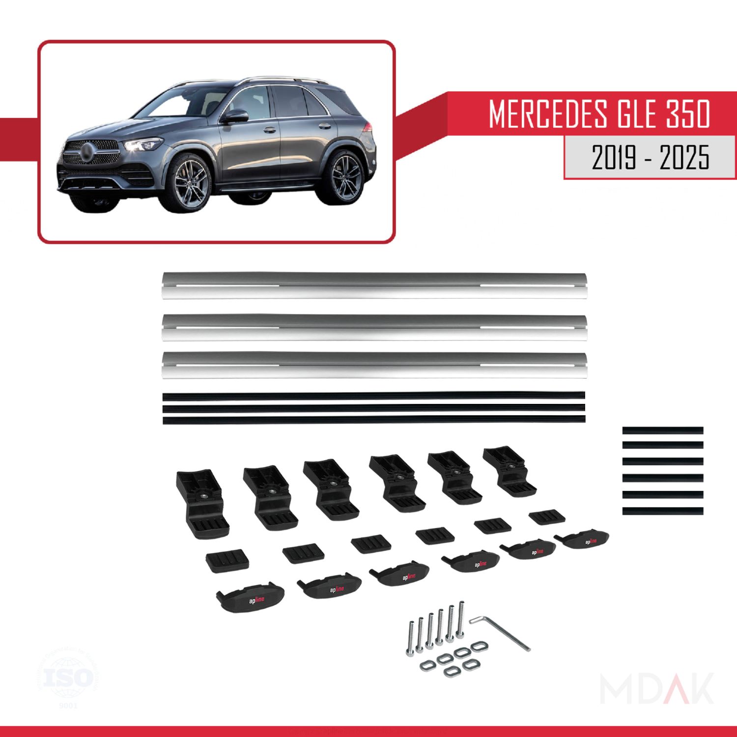 Mercedes GLE Class 4 (W167) 2019-2025 Arası ile uyumlu BASIC Model Ara Atkı Tavan Barı Gri 3 Adet - Görsel 6