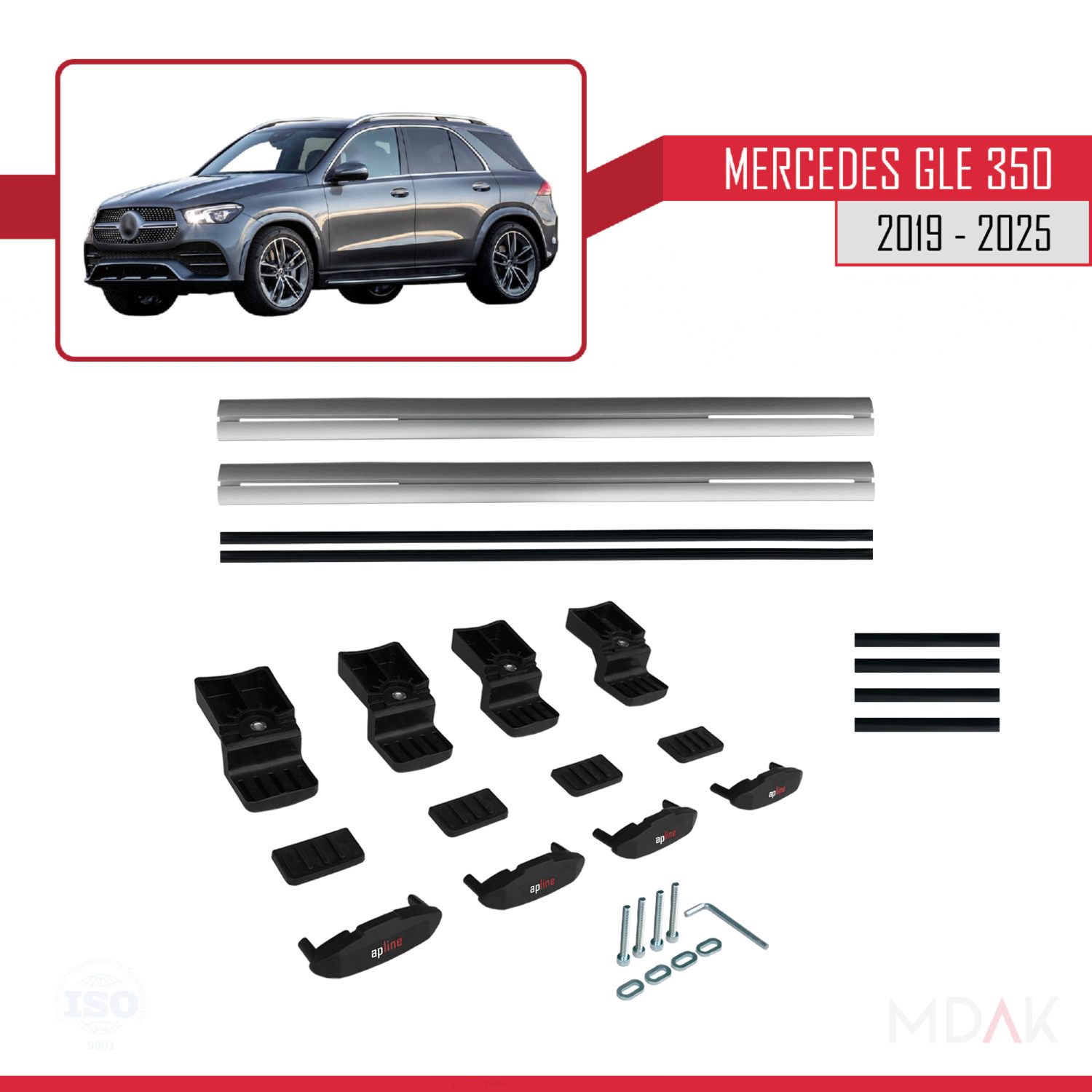 Mercedes GLE Class 4 (W167) 2019-2025 Arası ile uyumlu BASIC Model Ara Atkı Tavan Barı Gri 2 Adet - Görsel 6