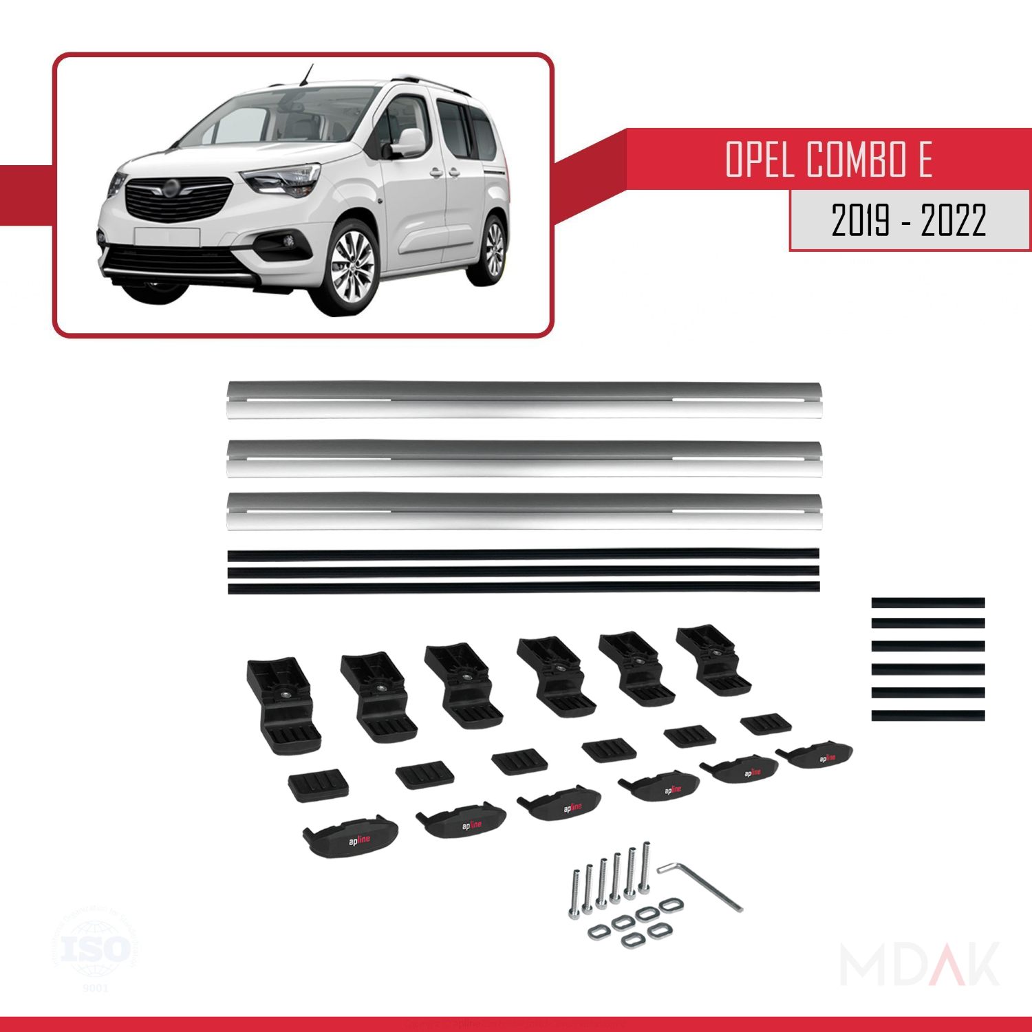 Opel Combo E 2019-2022 Arası ile uyumlu BASIC Model Ara Atkı Tavan Barı Gri 3 Adet - Görsel 6