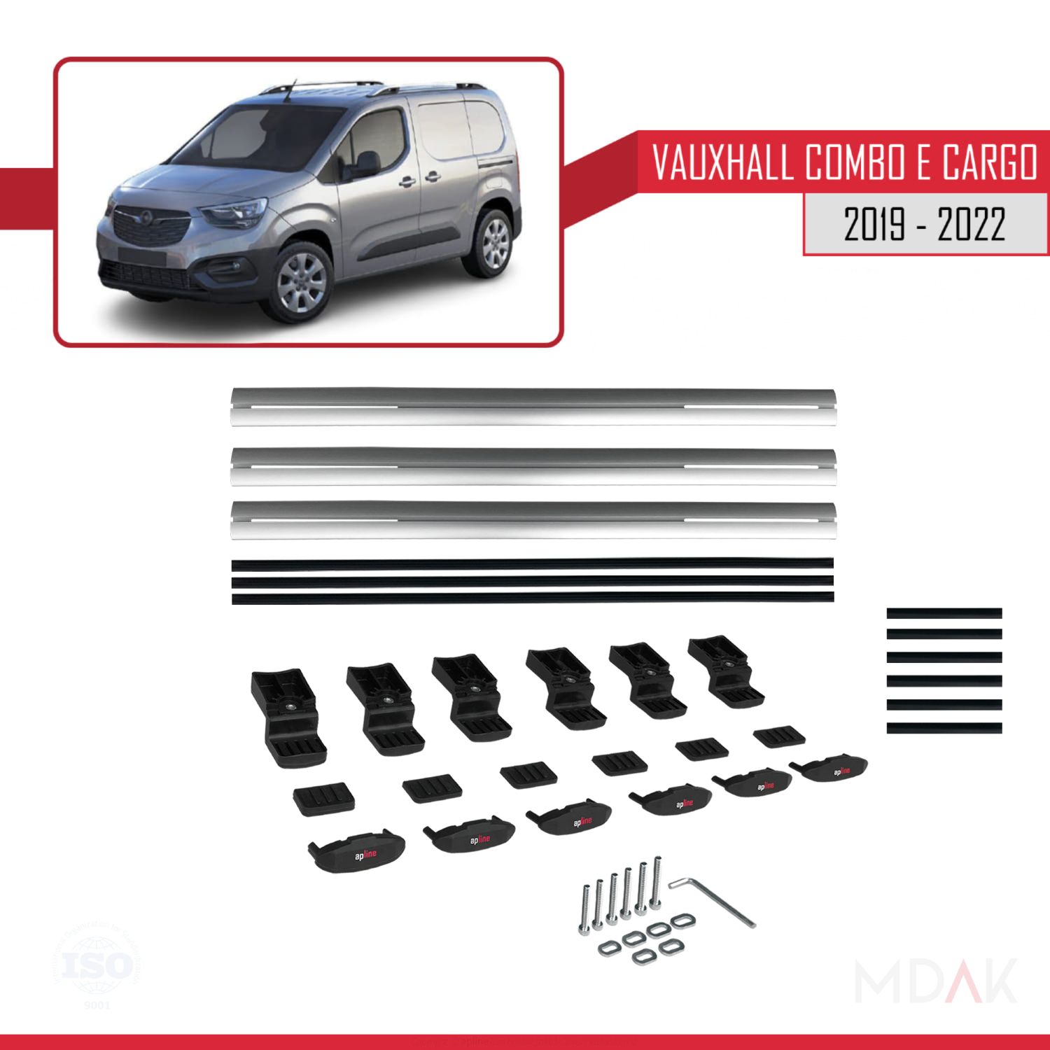 Vauxhall Combo E Cargo 2019-2022 Arası ile uyumlu BASIC Model Ara Atkı Tavan Barı Gri 3 Adet - Görsel 6