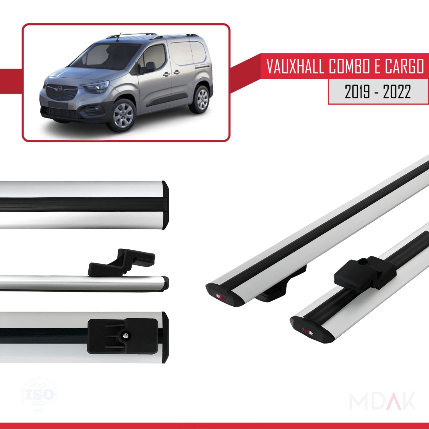 Vauxhall Combo E Cargo 2019-2022 Arası ile uyumlu BASIC Model Ara Atkı Tavan Barı Gri 2 Adet - Görsel 3