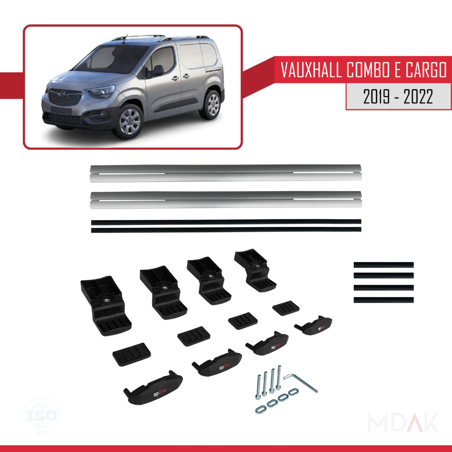 Vauxhall Combo E Cargo 2019-2022 Arası ile uyumlu BASIC Model Ara Atkı Tavan Barı Gri 2 Adet - Görsel 6