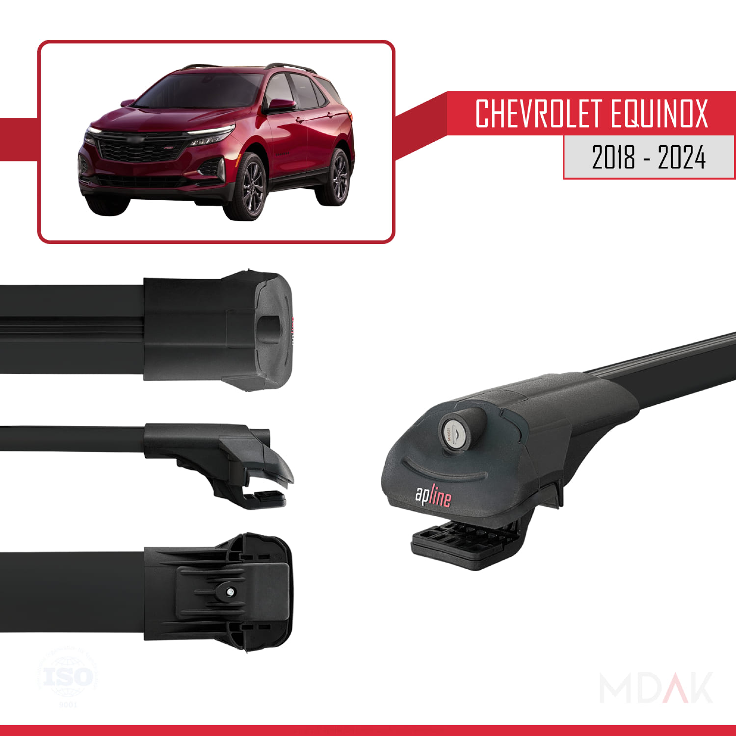 Chevrolet Equinox 2018-2024 Arası ile Uyumlu ACE-1 Ara Atkı Tavan Barı Siyah 2 Adet - Görsel 3