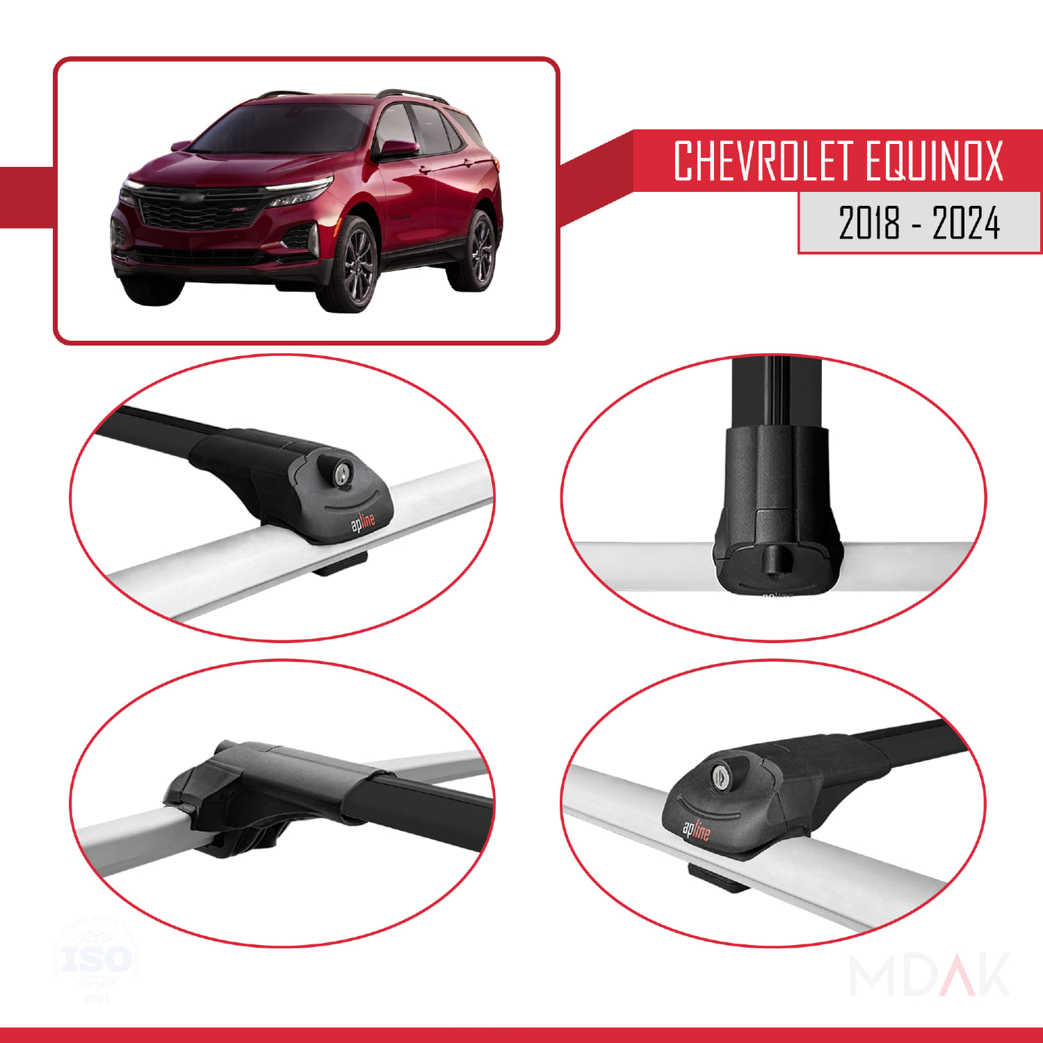 Chevrolet Equinox 2018-2024 Arası ile Uyumlu ACE-1 Ara Atkı Tavan Barı Siyah 2 Adet - Görsel 4