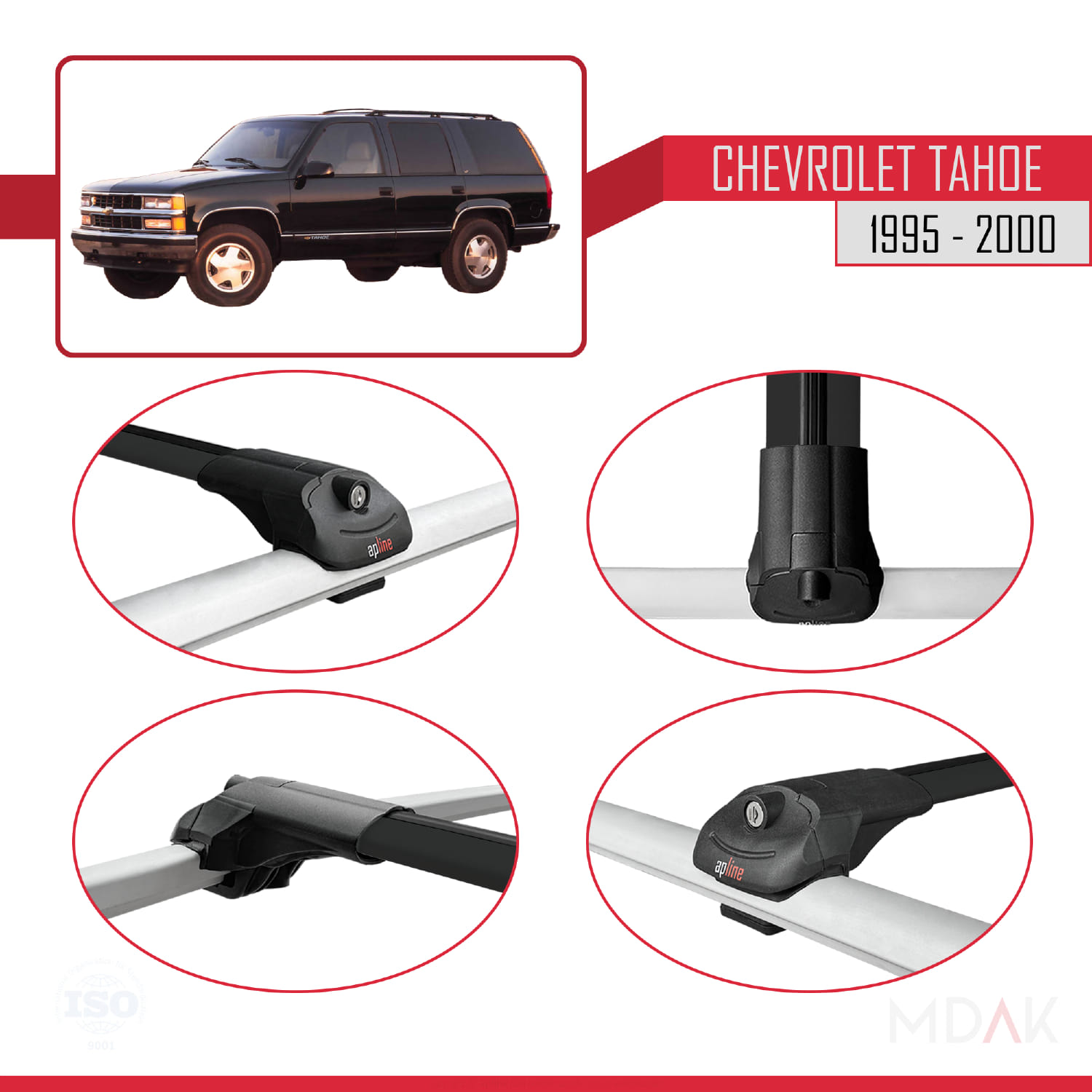 Chevrolet Tahoe 1995-2000 Arası ile Uyumlu ACE-1 Ara Atkı Tavan Barı Siyah 4 Adet - Görsel 4