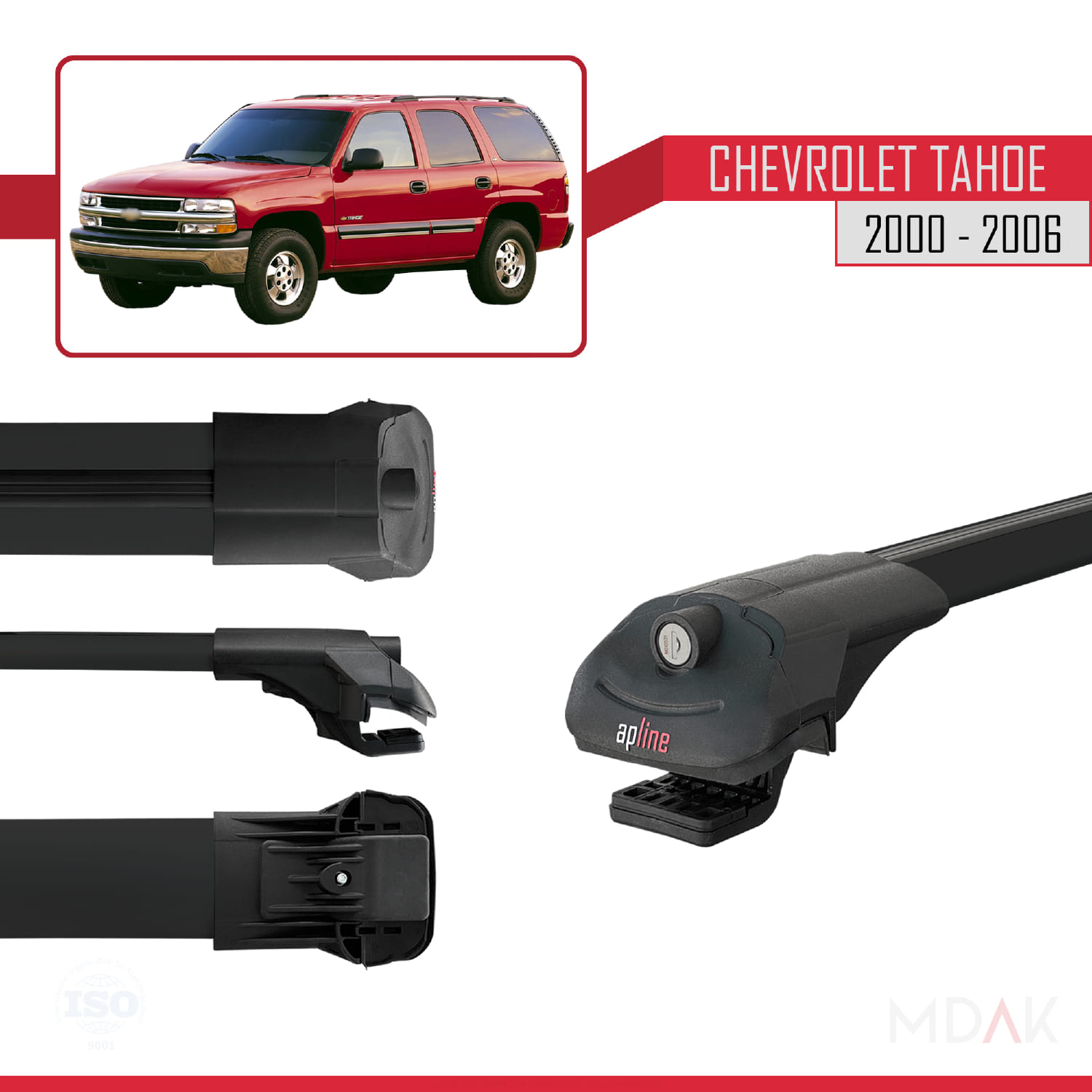 Chevrolet Tahoe 2000-2006 Arası ile Uyumlu ACE-1 Ara Atkı Tavan Barı Siyah 3 Adet - Görsel 3