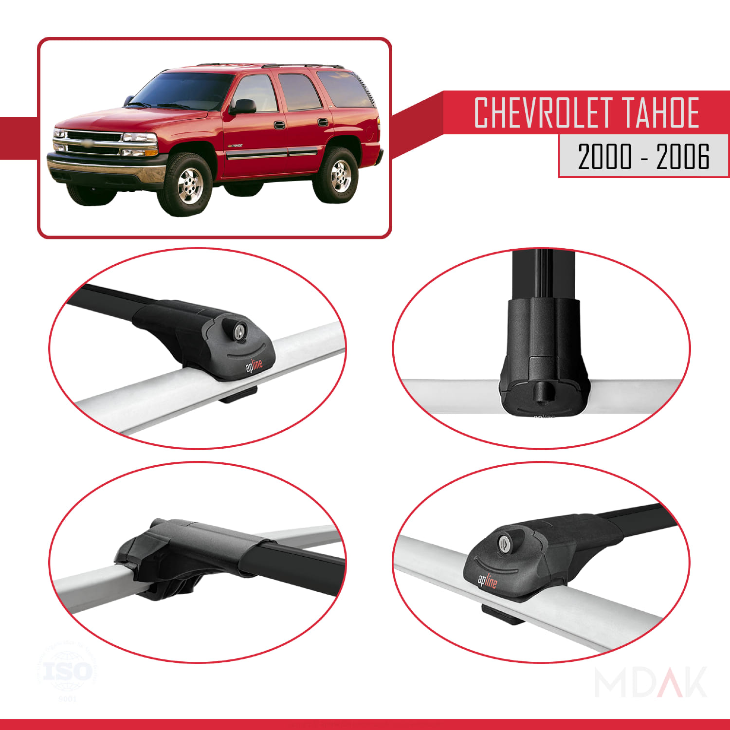 Chevrolet Tahoe 2000-2006 Arası ile Uyumlu ACE-1 Ara Atkı Tavan Barı Siyah 2 Adet - Görsel 4