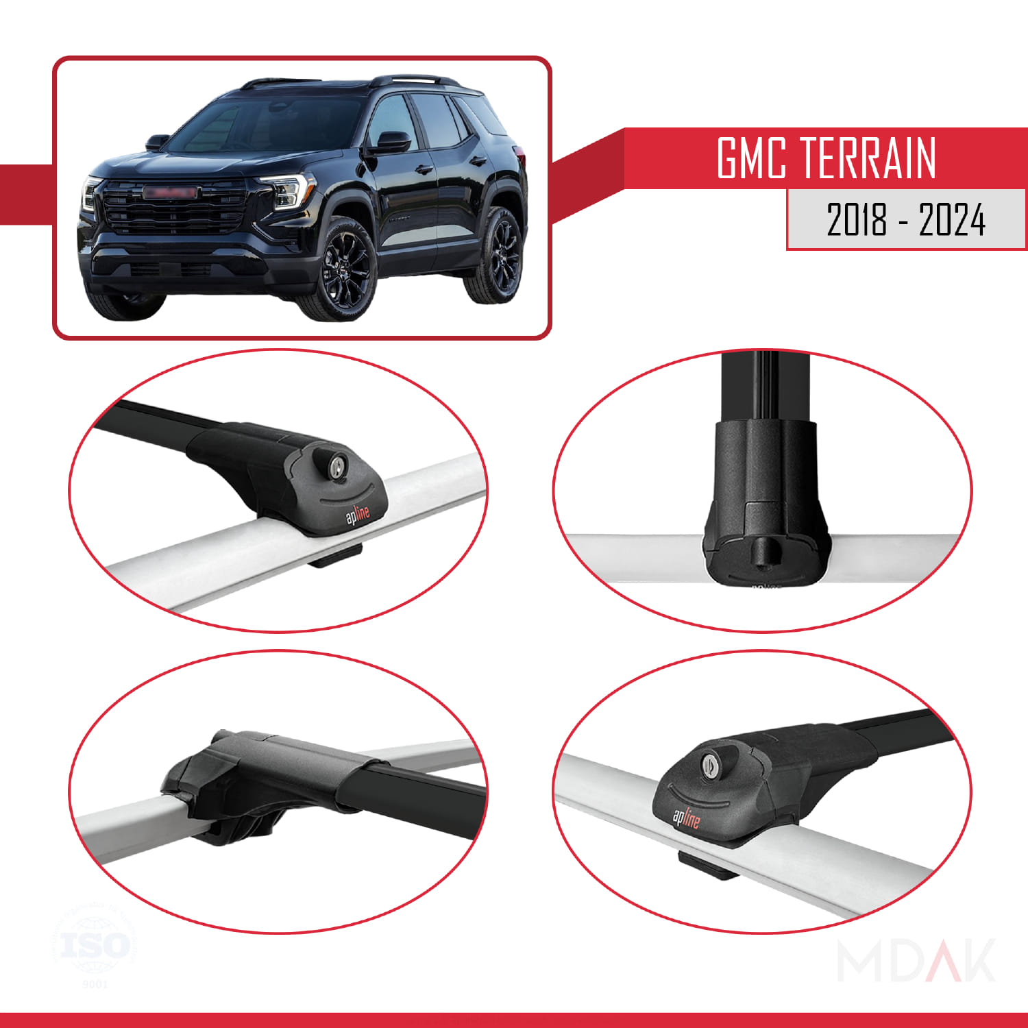 GMC Terrain 2018-2024 Arası ile Uyumlu ACE-1 Ara Atkı Tavan Barı Siyah 3 Adet - Görsel 4