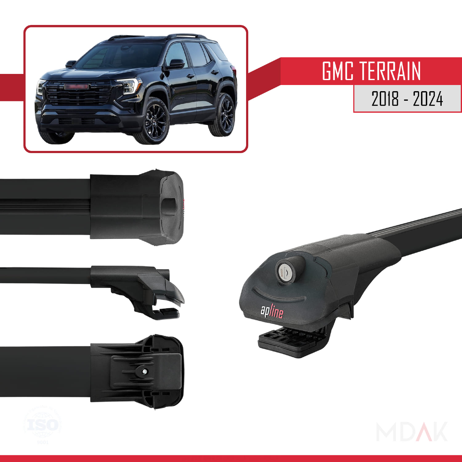 GMC Terrain 2018-2024 Arası ile Uyumlu ACE-1 Ara Atkı Tavan Barı Siyah 2 Adet - Görsel 3