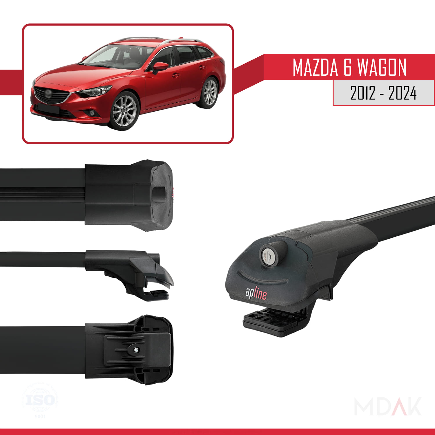 Mazda 6 Wagon 2012-2024 Arası ile Uyumlu ACE-1 Ara Atkı Tavan Barı Siyah 2 Adet - Görsel 3