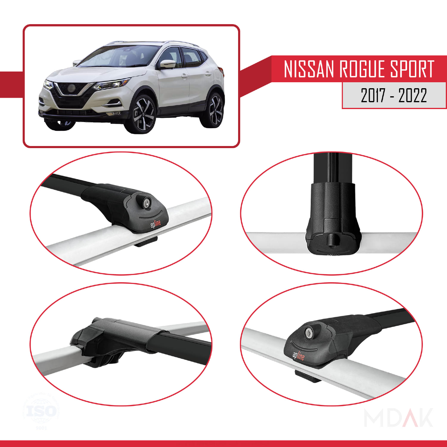 Nissan Rogue Sport 2017-2022 Arası ile Uyumlu ACE-1 Ara Atkı Tavan Barı Siyah 3 Adet - Görsel 4