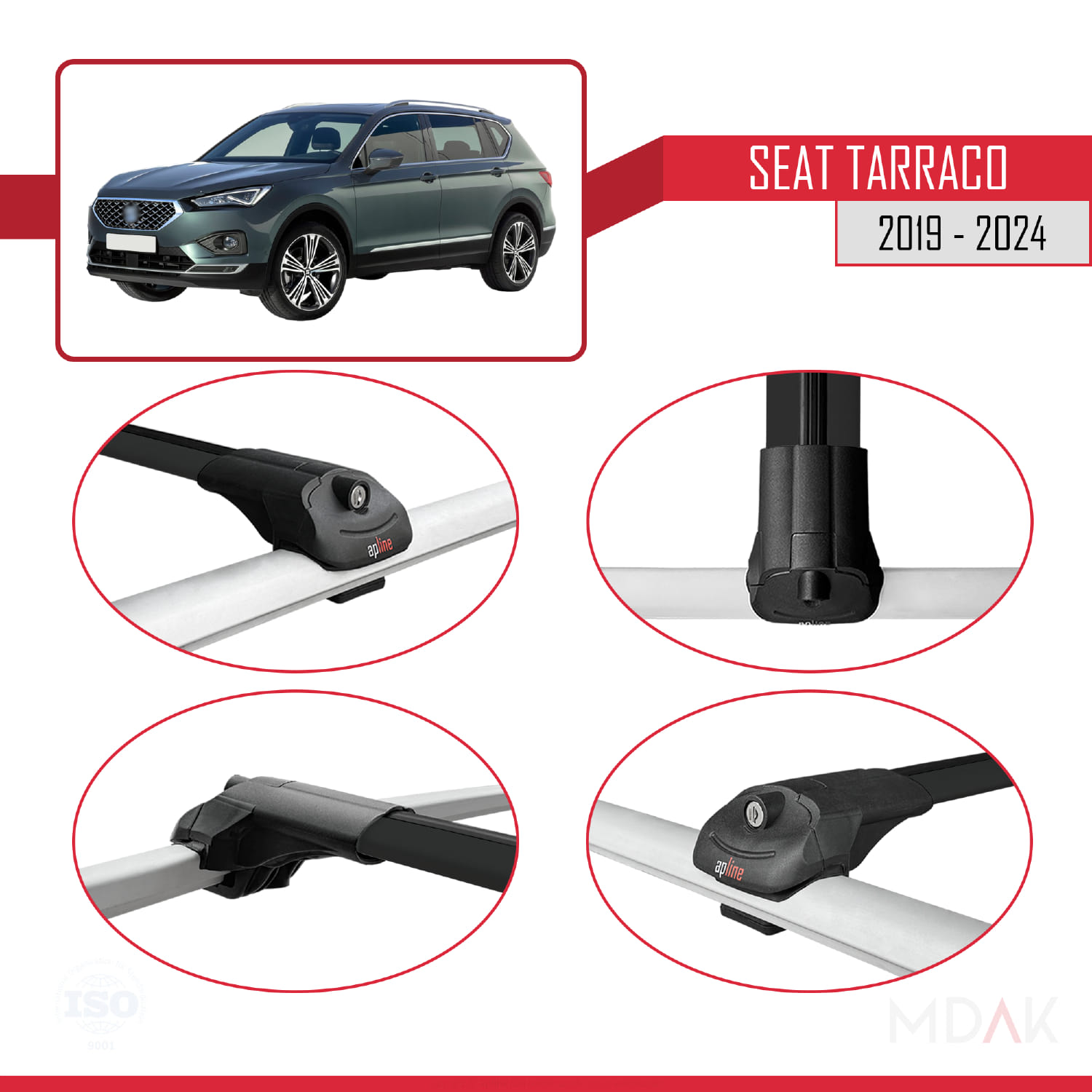Seat Tarraco 2019-2024 Arası ile Uyumlu ACE-1 Ara Atkı Tavan Barı Siyah 3 Adet - Görsel 4