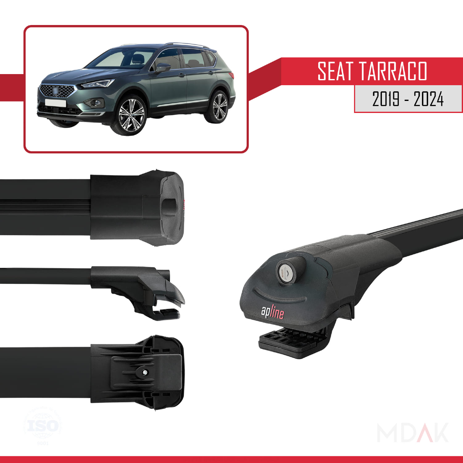 Seat Tarraco 2019-2024 Arası ile Uyumlu ACE-1 Ara Atkı Tavan Barı Siyah 2 Adet - Görsel 3