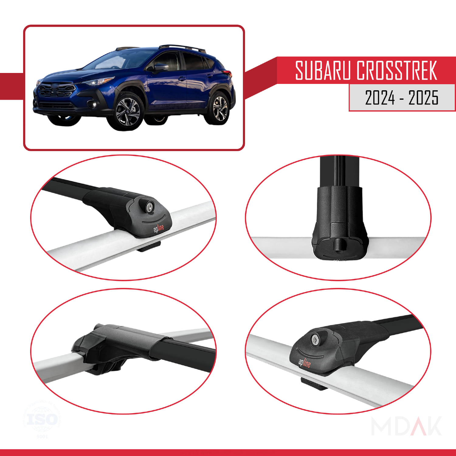 Subaru Crosstrek 2024 ve Sonrası ile Uyumlu ACE-1 Ara Atkı Tavan Barı Siyah 2 Adet - Görsel 4