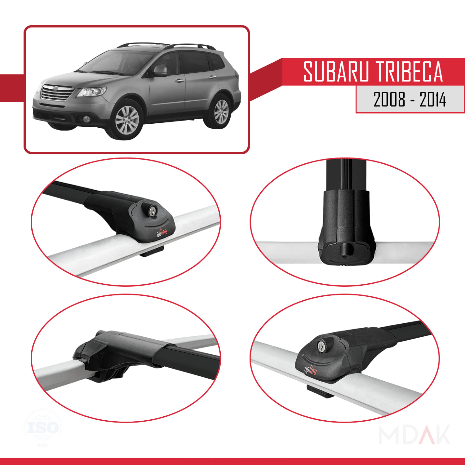 Subaru Tribeca 2008-2014 Arası ile Uyumlu ACE-1 Ara Atkı Tavan Barı Siyah 3 Adet - Görsel 4
