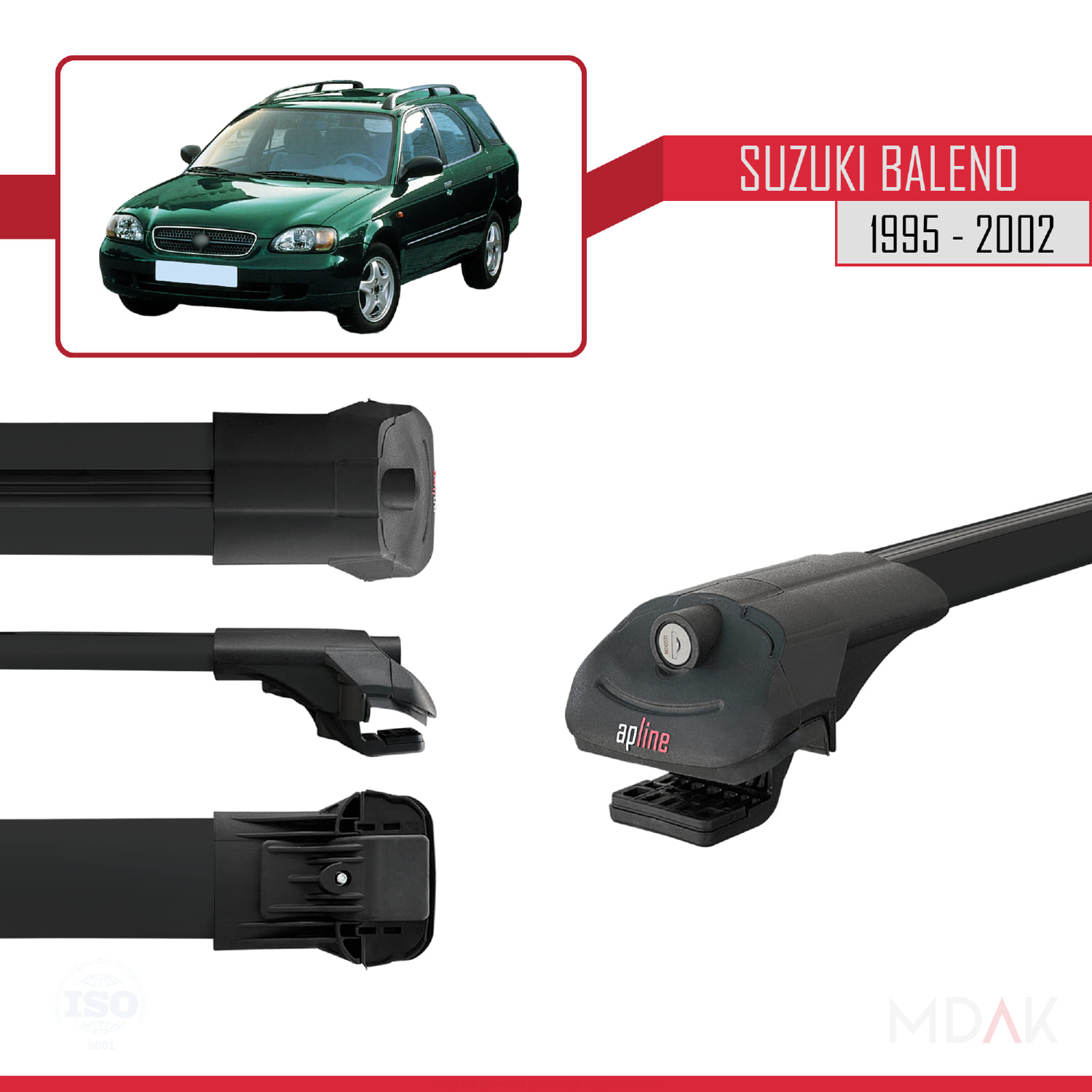 Suzuki Baleno 1995-2002 Arası ile Uyumlu ACE-1 Ara Atkı Tavan Barı Siyah 3 Adet - Görsel 3