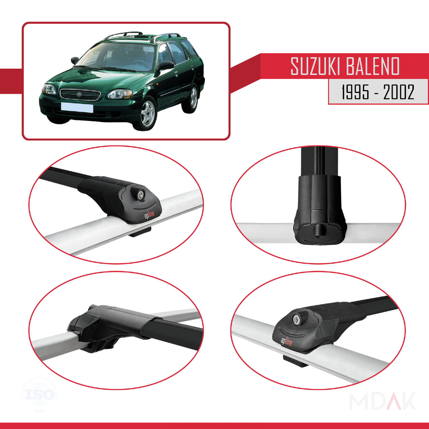 Suzuki Baleno 1995-2002 Arası ile Uyumlu ACE-1 Ara Atkı Tavan Barı Siyah 3 Adet - Görsel 4