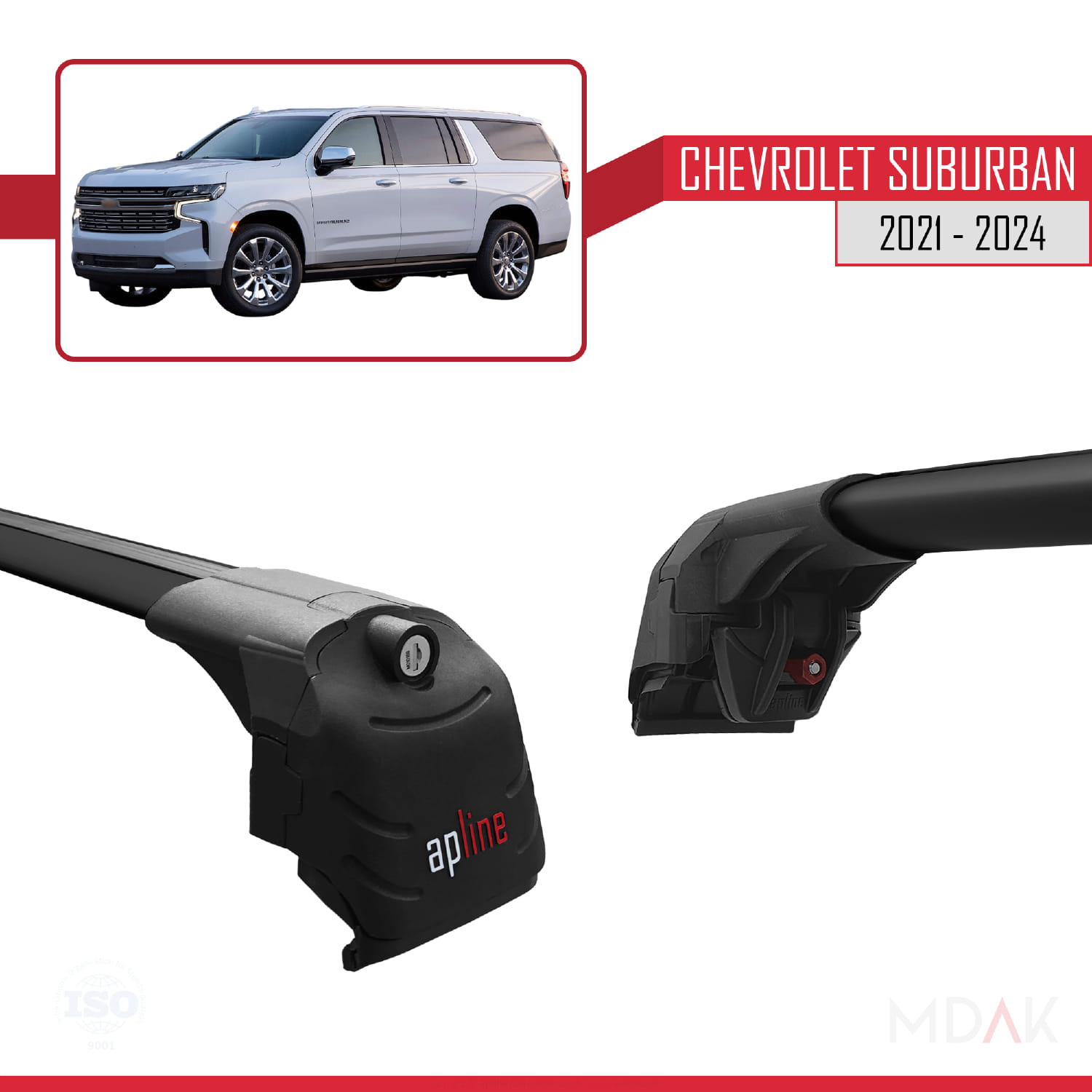 Chevrolet Suburban 2021-2024 Arası ile Uyumlu ACE-2 Model Ara Atkı Tavan Barı Siyah 2 Adet - Görsel 3