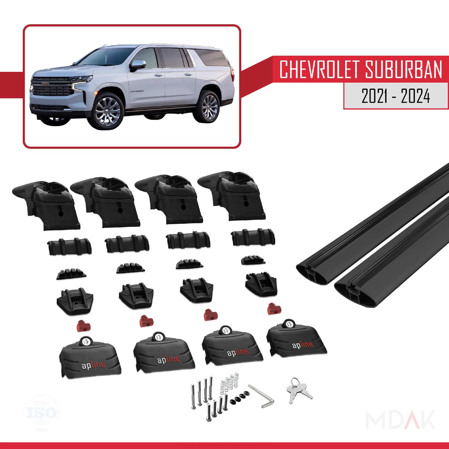 Chevrolet Suburban 2021-2024 Arası ile Uyumlu ACE-2 Model Ara Atkı Tavan Barı Siyah 2 Adet - Görsel 5