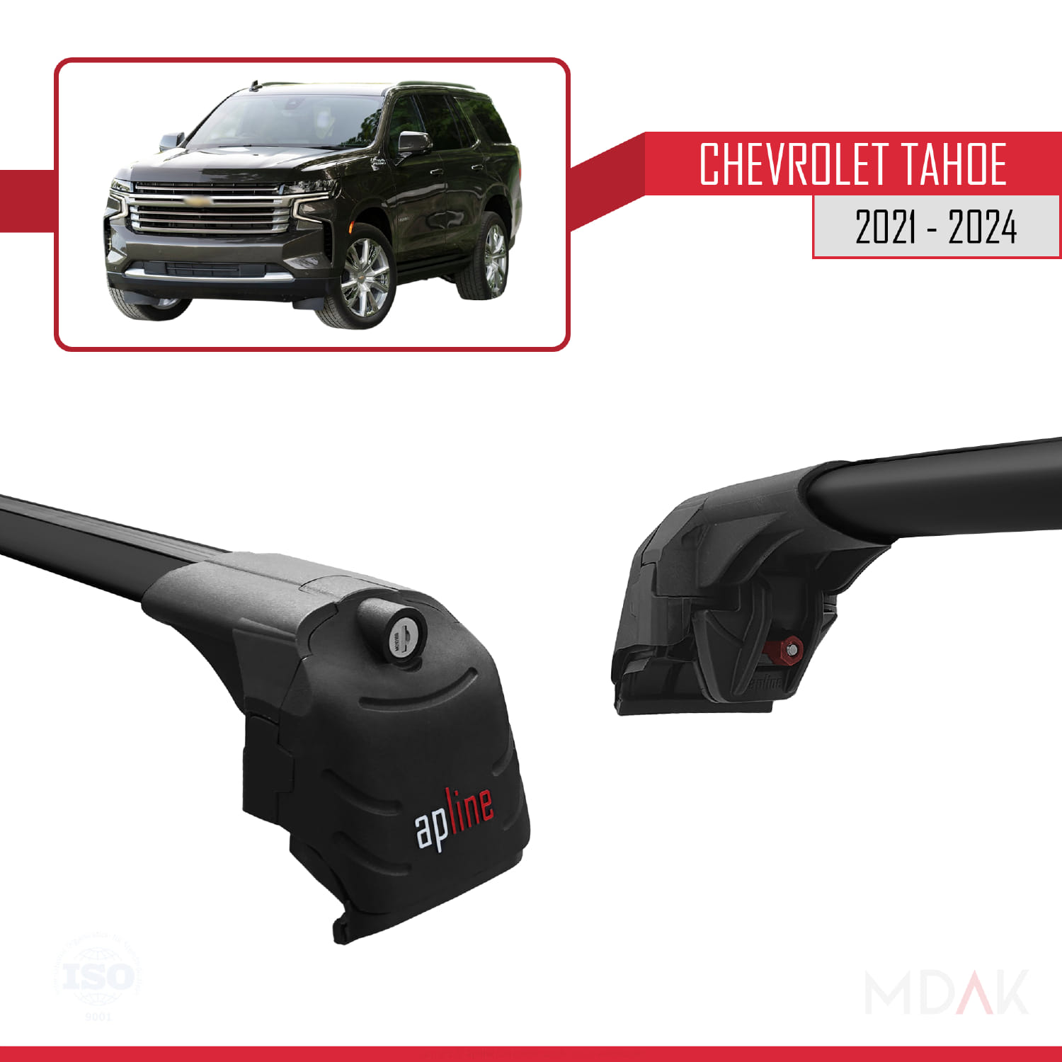 Chevrolet Tahoe 2021-2024 Arası ile Uyumlu ACE-2 Model Ara Atkı Tavan Barı Siyah 2 Adet - Görsel 3