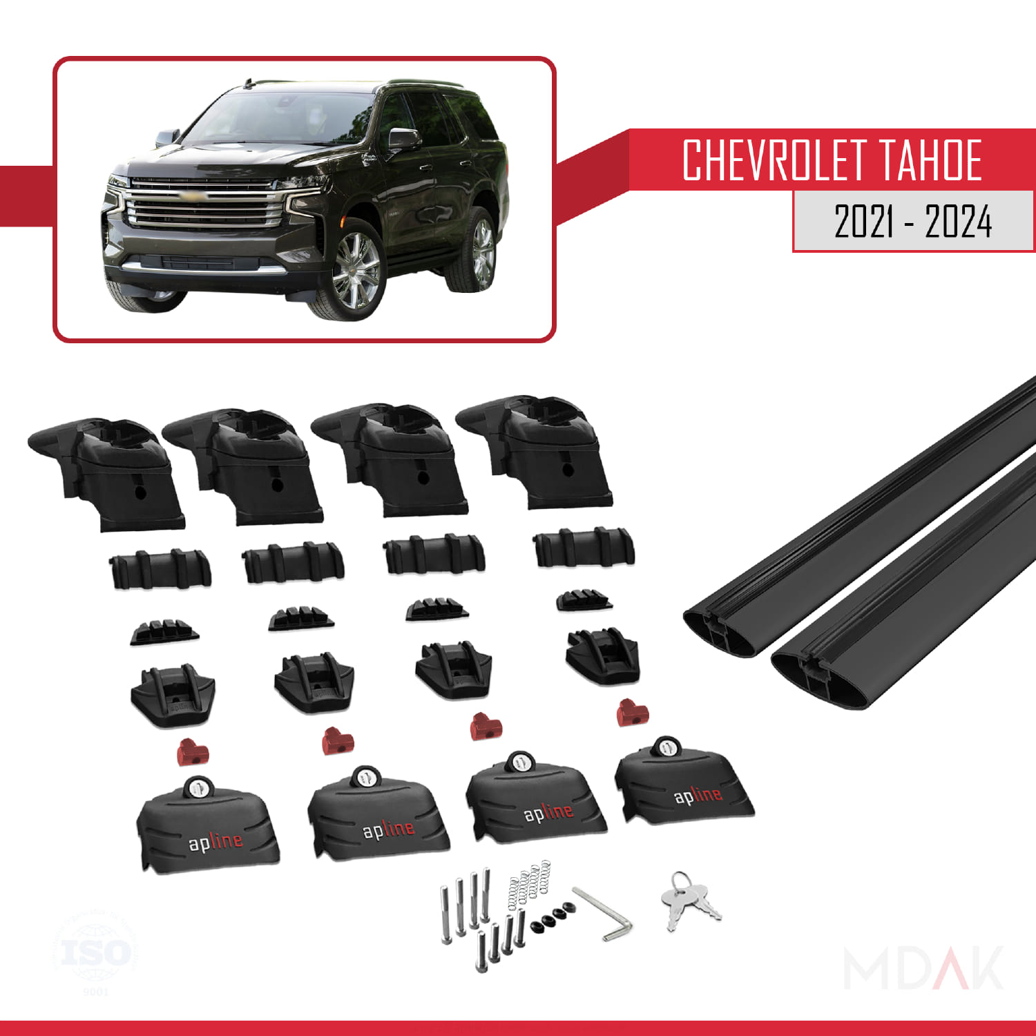 Chevrolet Tahoe 2021-2024 Arası ile Uyumlu ACE-2 Model Ara Atkı Tavan Barı Siyah 2 Adet - Görsel 5