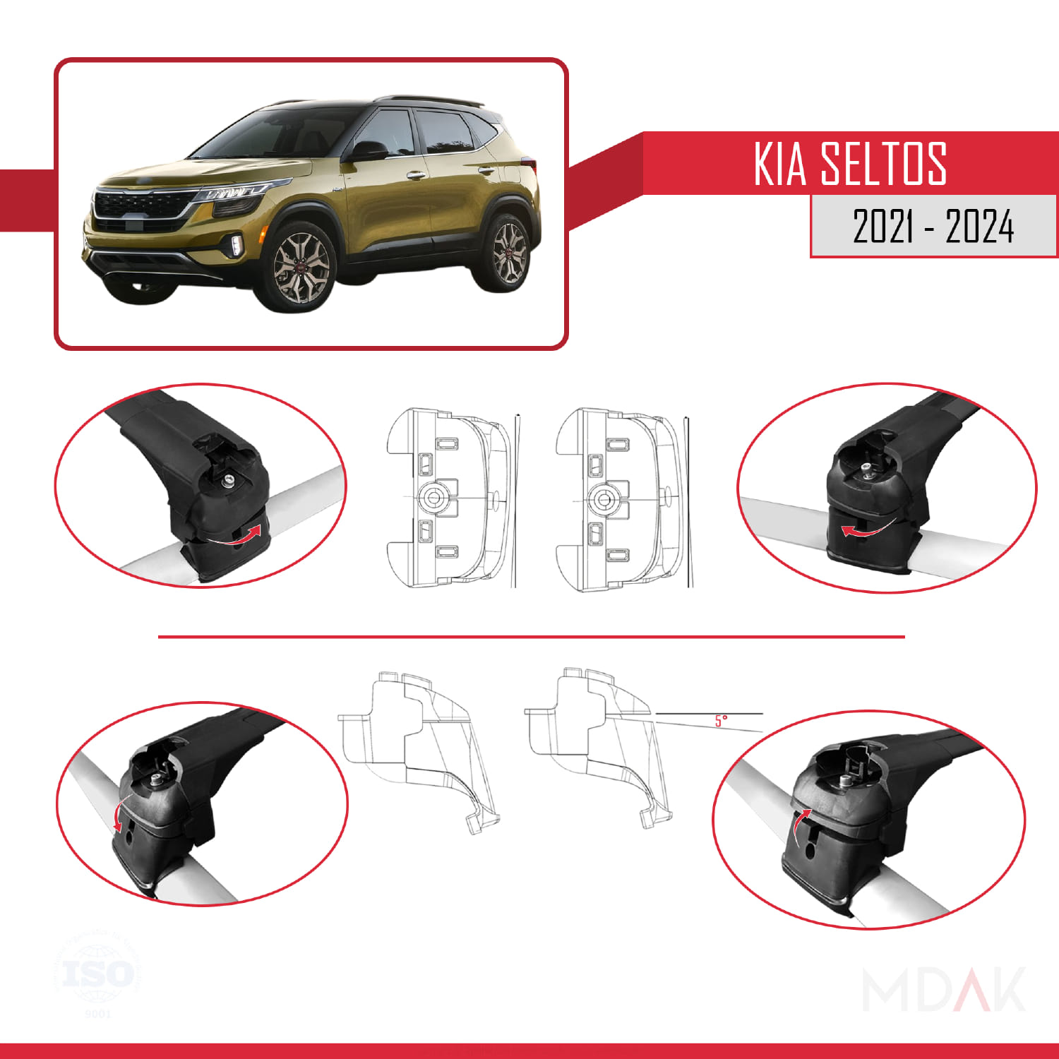 Kia Seltos 2021-2024 Arası ile Uyumlu ACE-2 Model Ara Atkı Tavan Barı Siyah 2 Adet - Görsel 4