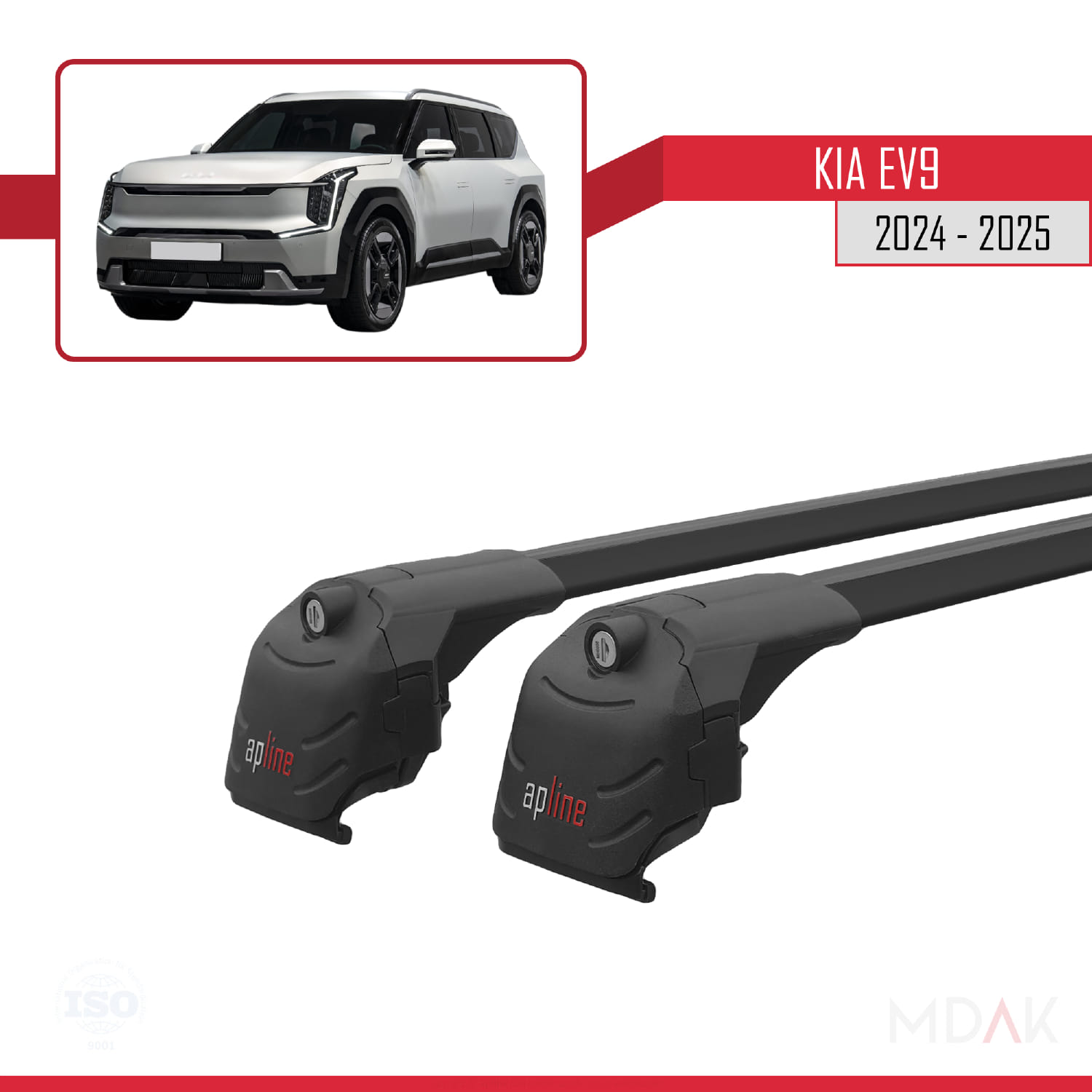 Kia E V9 2024-2025 Arası ile Uyumlu ACE-2 Model Ara Atkı Tavan Barı Siyah 2 Adet - Görsel 9