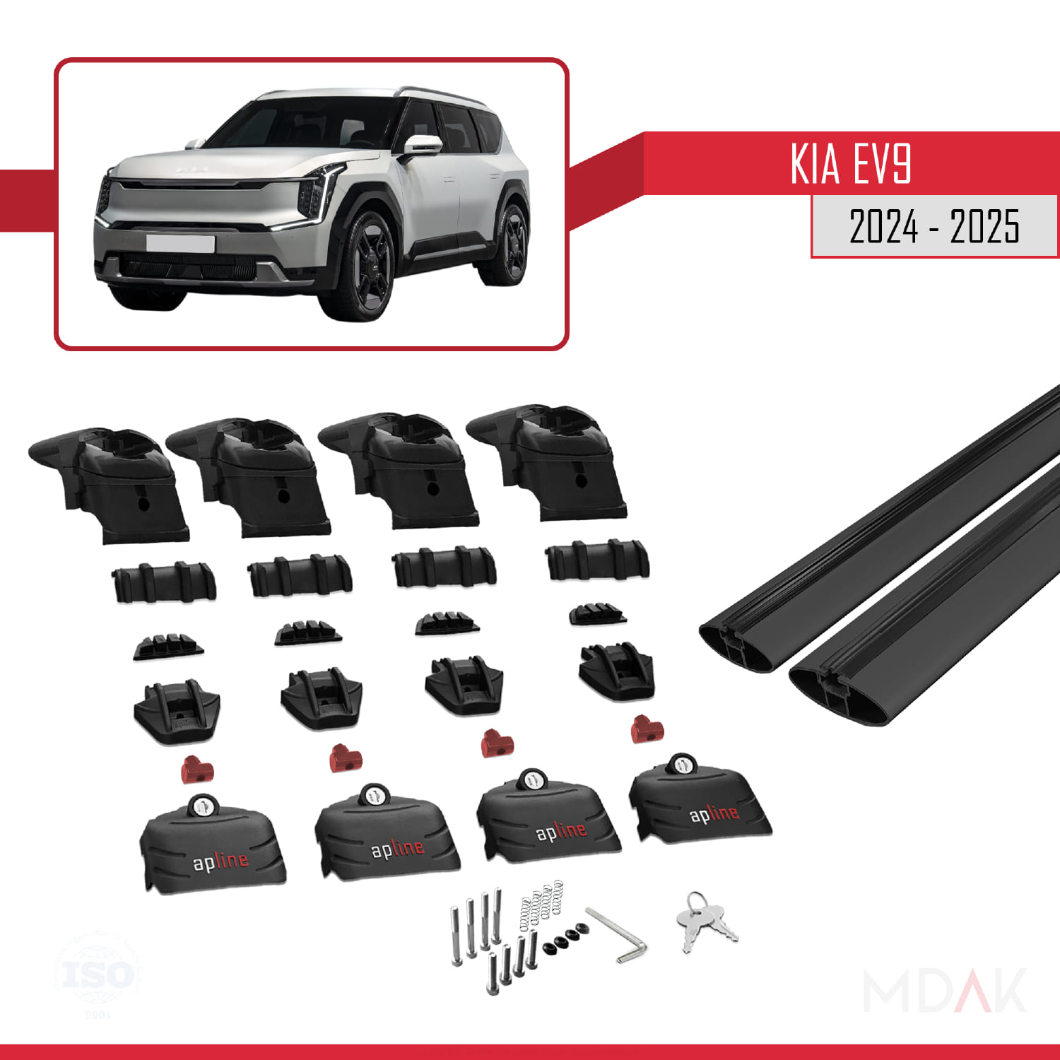 Kia E V9 2024-2025 Arası ile Uyumlu ACE-2 Model Ara Atkı Tavan Barı Siyah 2 Adet - Görsel 5