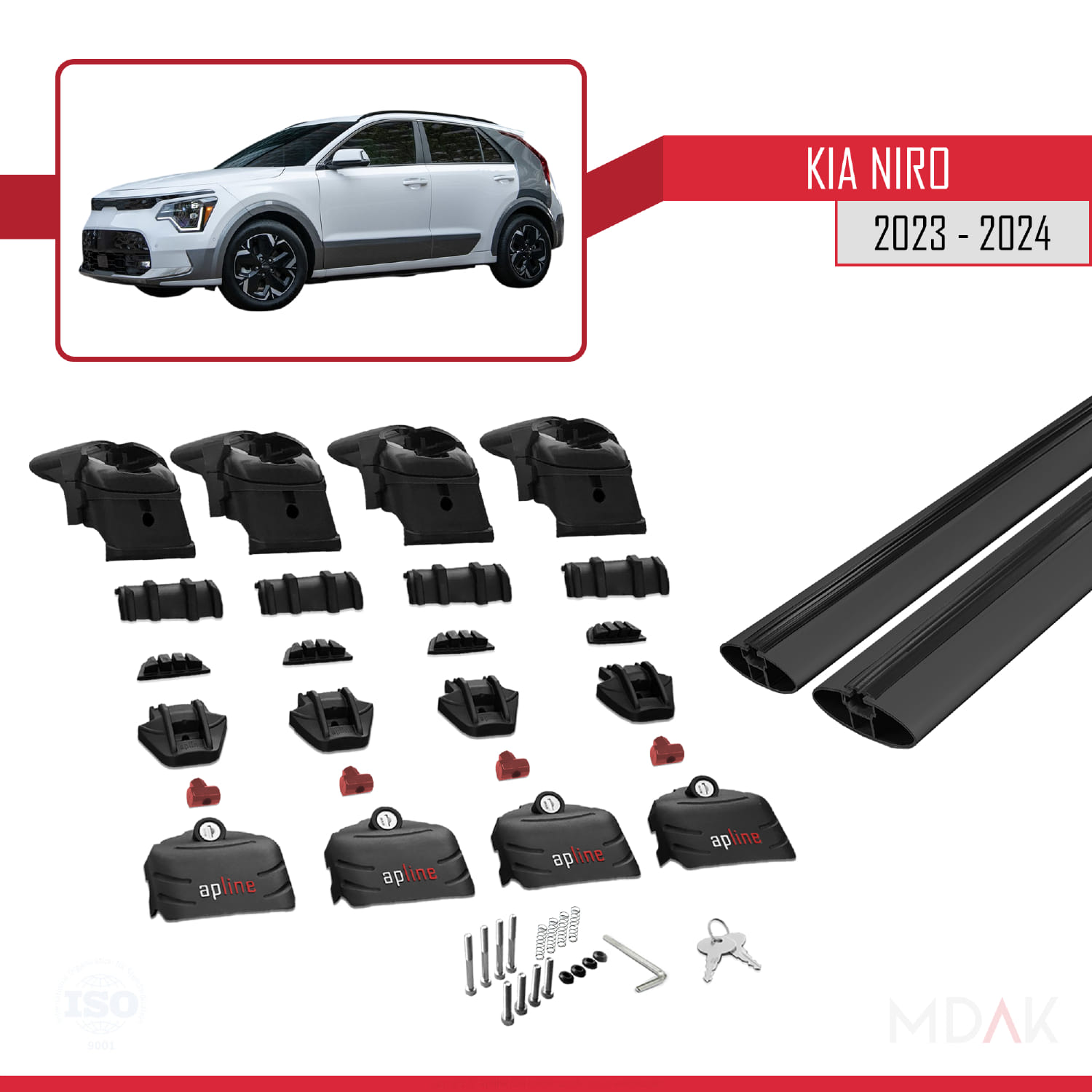 Kia Niro 2023-2024 Arası ile Uyumlu ACE-2 Model Ara Atkı Tavan Barı Siyah 2 Adet - Görsel 5