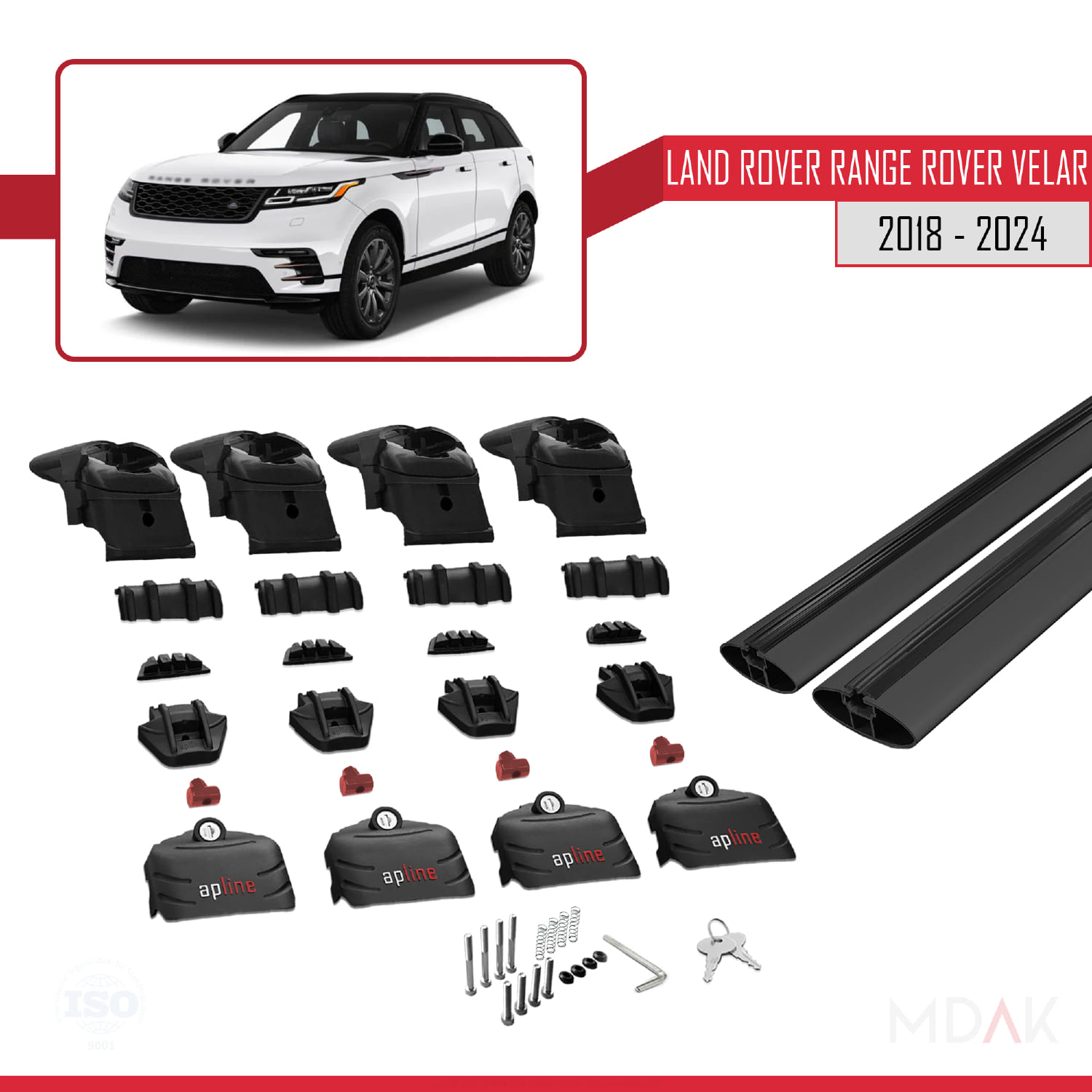 Land Rover Range Rover Velar 2018-2024 Arası ile Uyumlu ACE-2 Model Ara Atkı Tavan Barı Siyah 2 Adet - Görsel 5