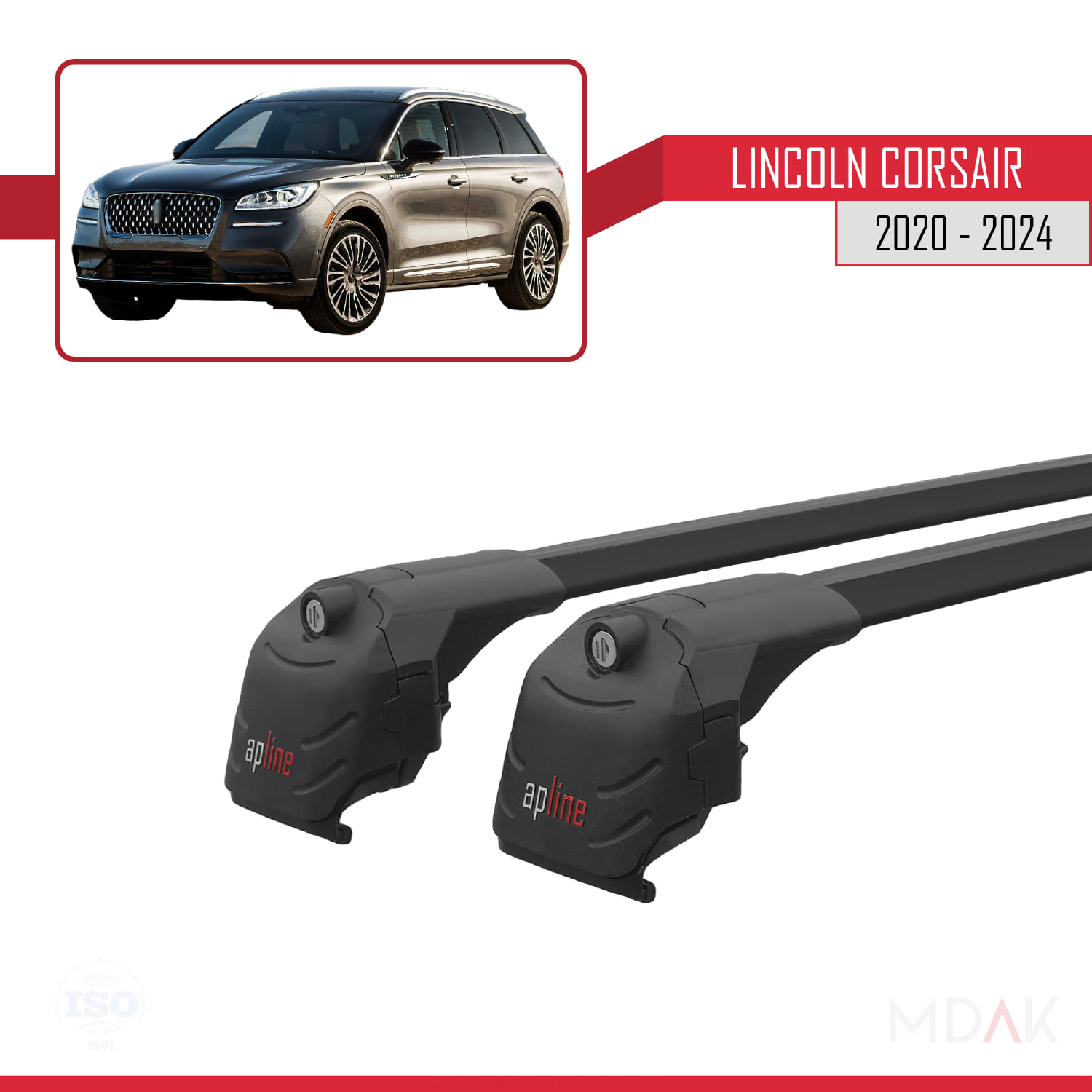 Lincoln Corsair 2020-2024 Arası ile Uyumlu ACE-2 Model Ara Atkı Tavan Barı Siyah 2 Adet - Görsel 9