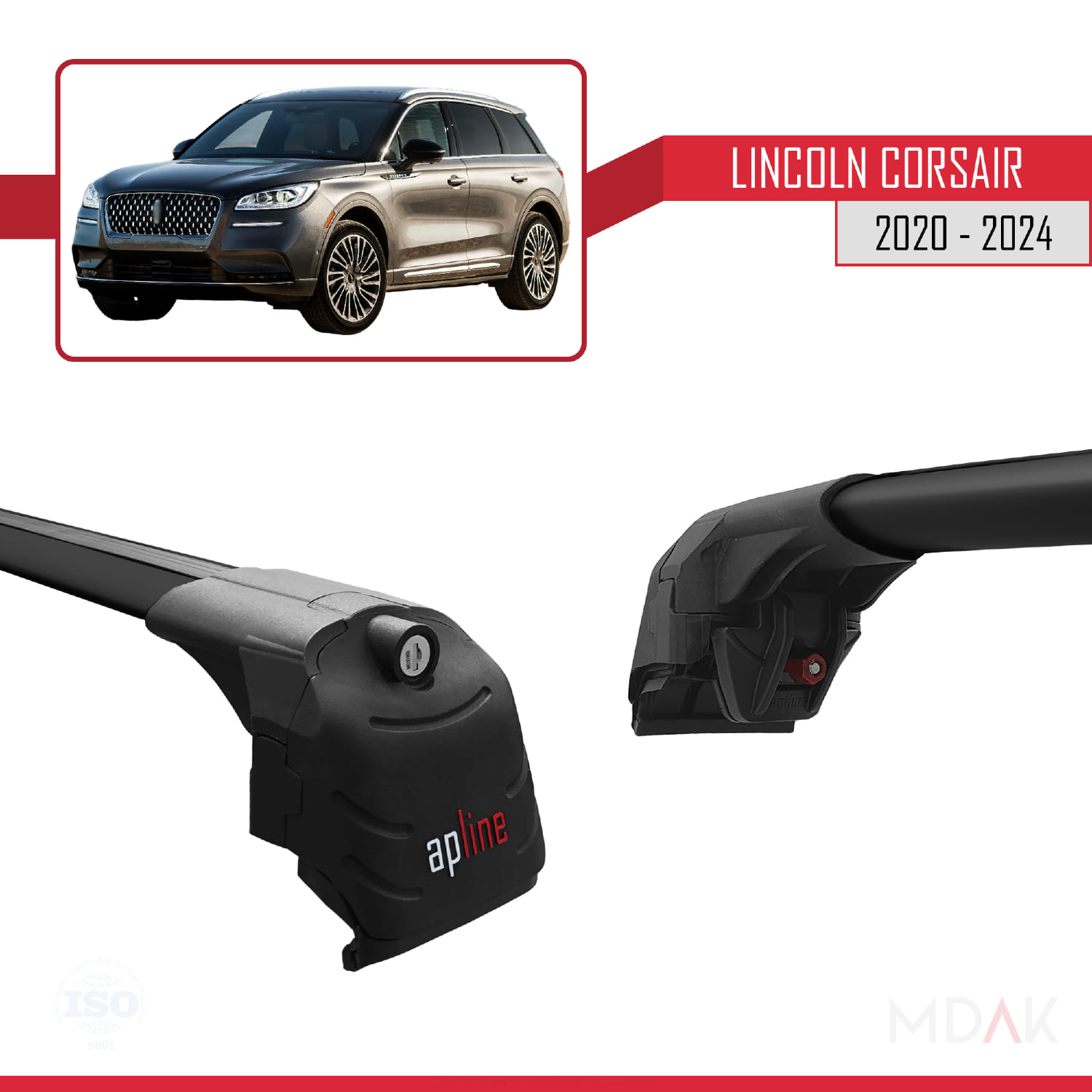 Lincoln Corsair 2020-2024 Arası ile Uyumlu ACE-2 Model Ara Atkı Tavan Barı Siyah 2 Adet - Görsel 3