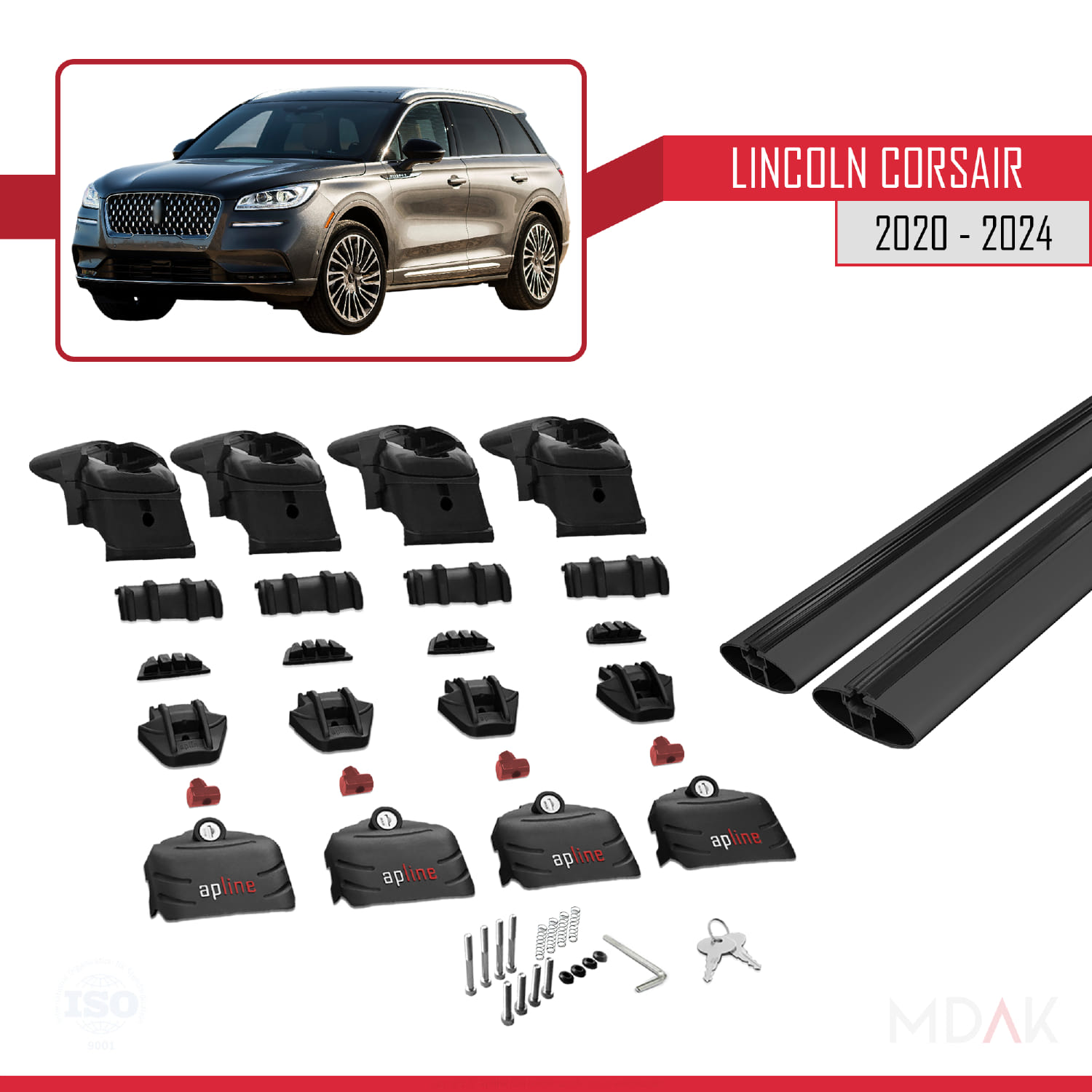 Lincoln Corsair 2020-2024 Arası ile Uyumlu ACE-2 Model Ara Atkı Tavan Barı Siyah 2 Adet - Görsel 5