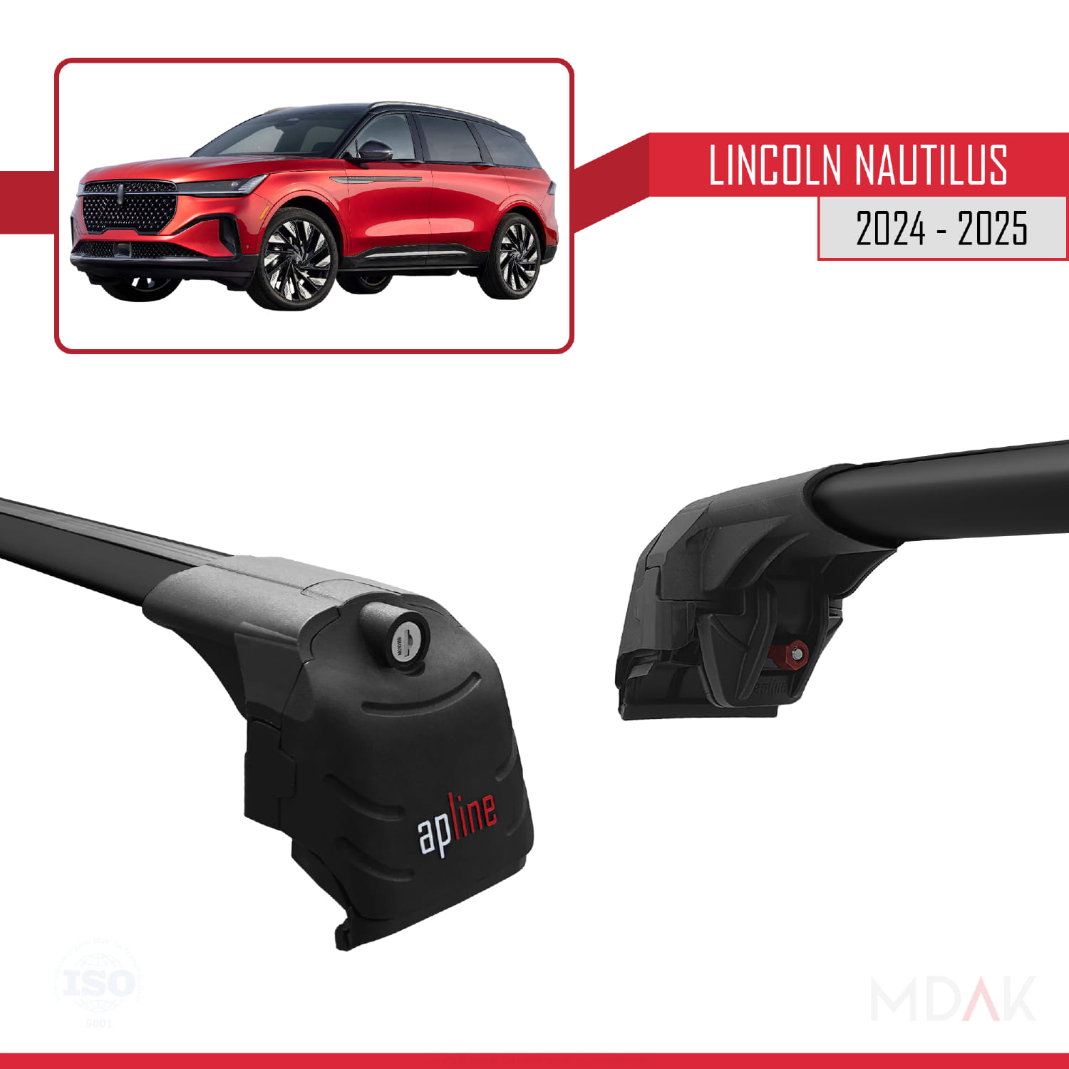 Lincoln Nautilus 2024-2025 Arası ile Uyumlu ACE-2 Model Ara Atkı Tavan Barı Siyah 2 Adet - Görsel 3