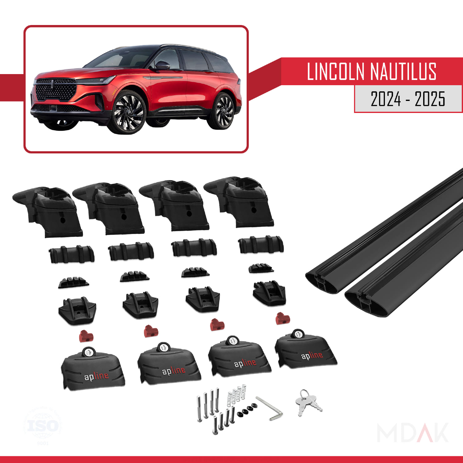 Lincoln Nautilus 2024-2025 Arası ile Uyumlu ACE-2 Model Ara Atkı Tavan Barı Siyah 2 Adet - Görsel 5