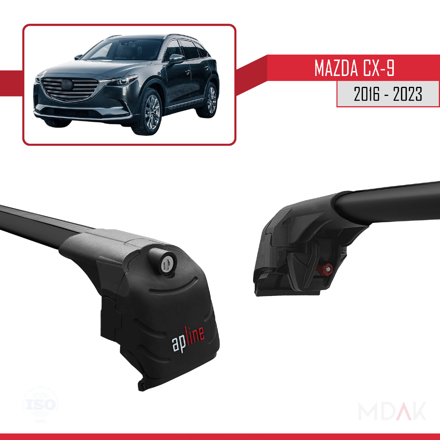 Mazda CX-9 2016-2023 Arası ile Uyumlu ACE-2 Model Ara Atkı Tavan Barı Siyah 2 Adet - Görsel 3