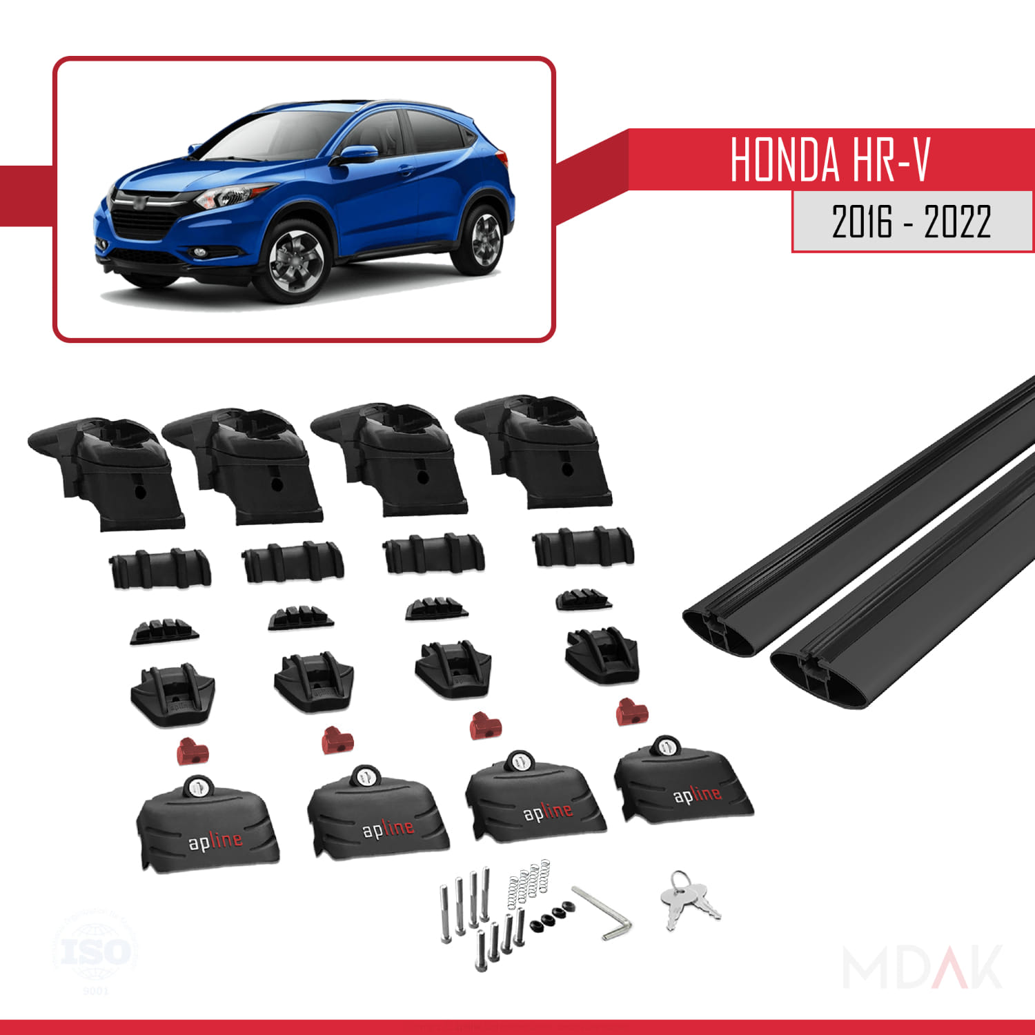 Honda HR-V 2016-2022 Arası ile Uyumlu ACE-2 Model Ara Atkı Tavan Barı Siyah 2 Adet - Görsel 5
